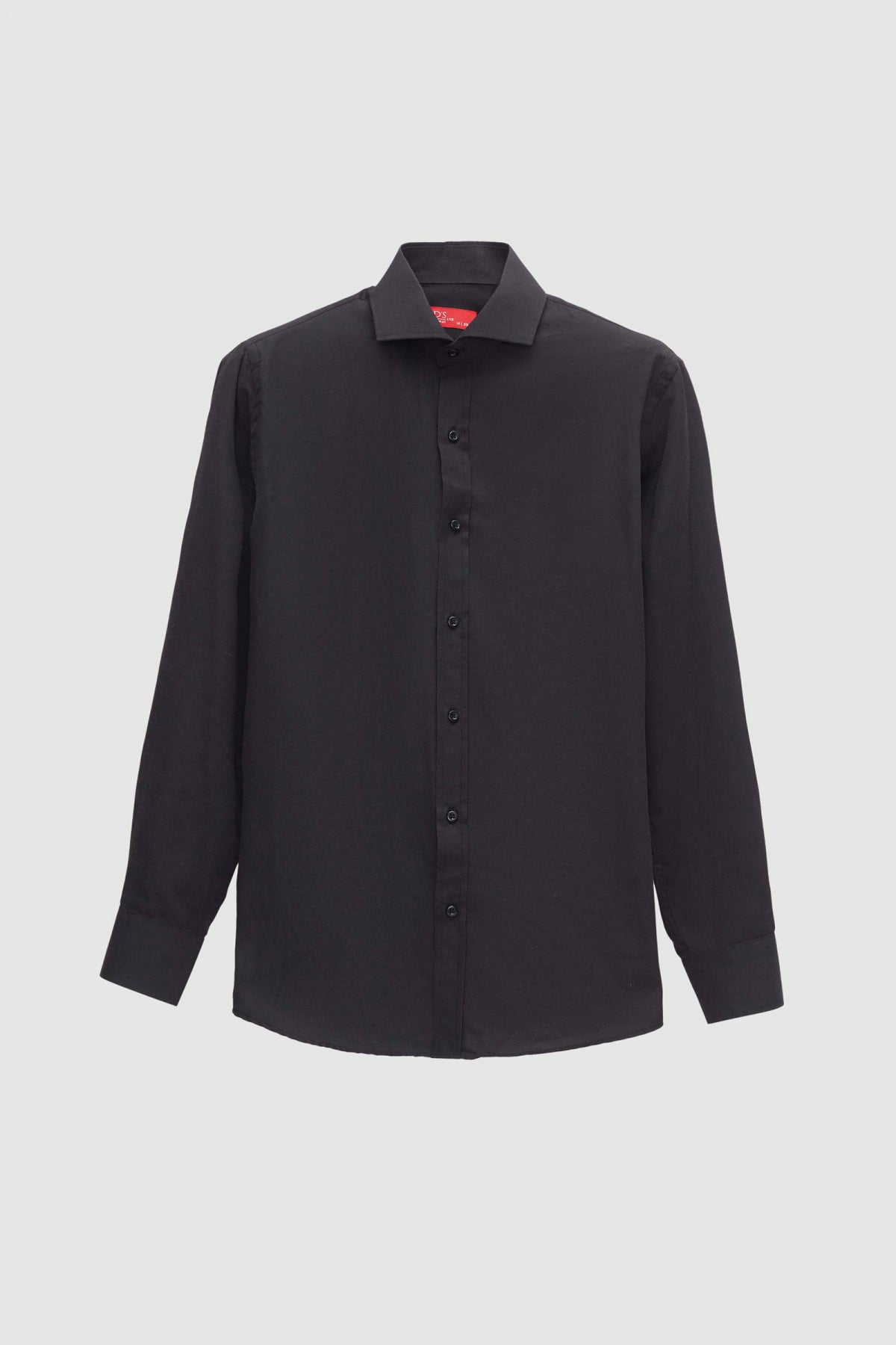 Ds Damat Slim Fit Italian Collar Slim Cut Classic Tie Long-Sleeve Easy-Iron Breathable Shirt  - Black