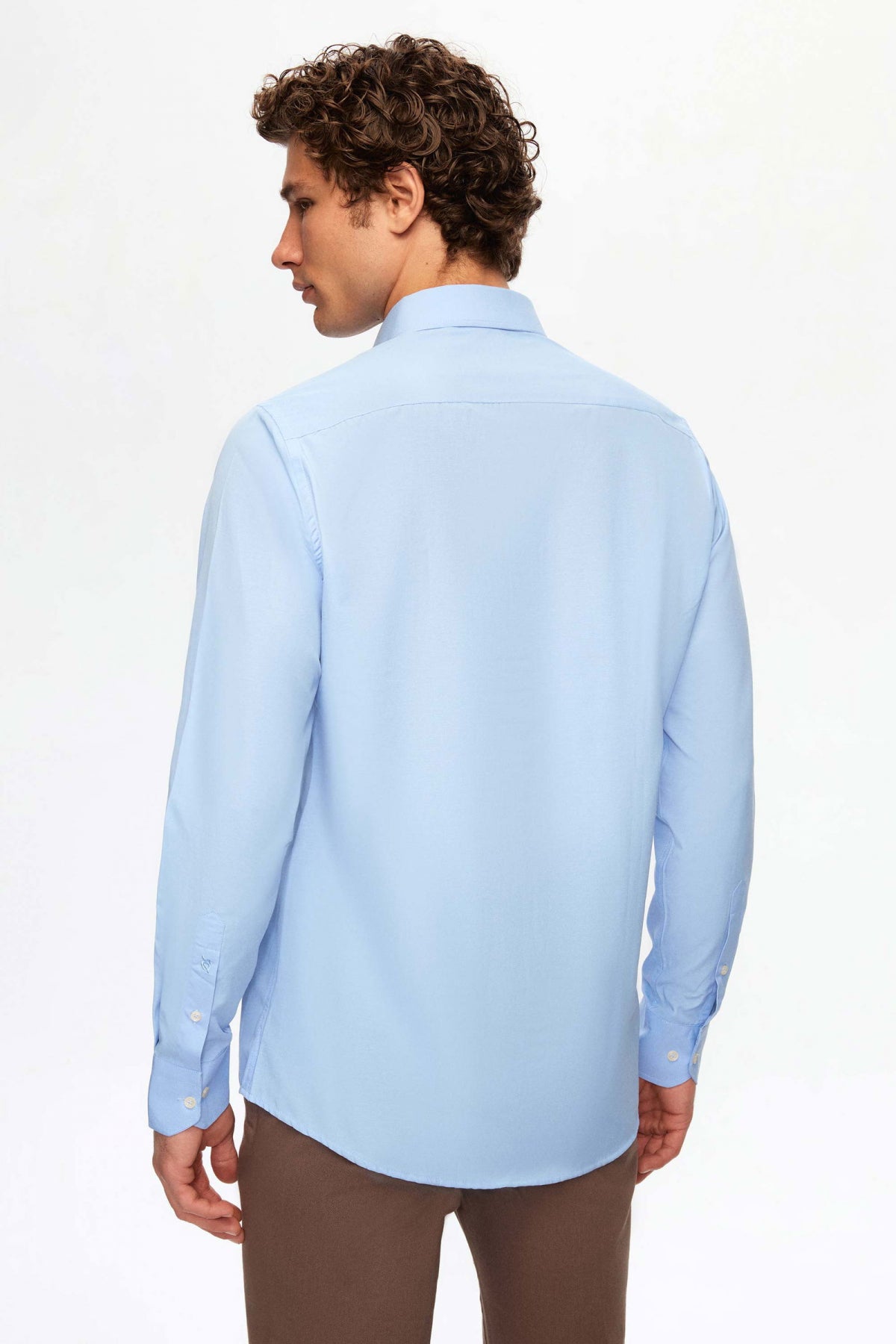 Ds Damat Slim Fit Italian Collar Slim Cut Classic Tie Long-Sleeve Easy-Iron Breathable Shirt  - Blue