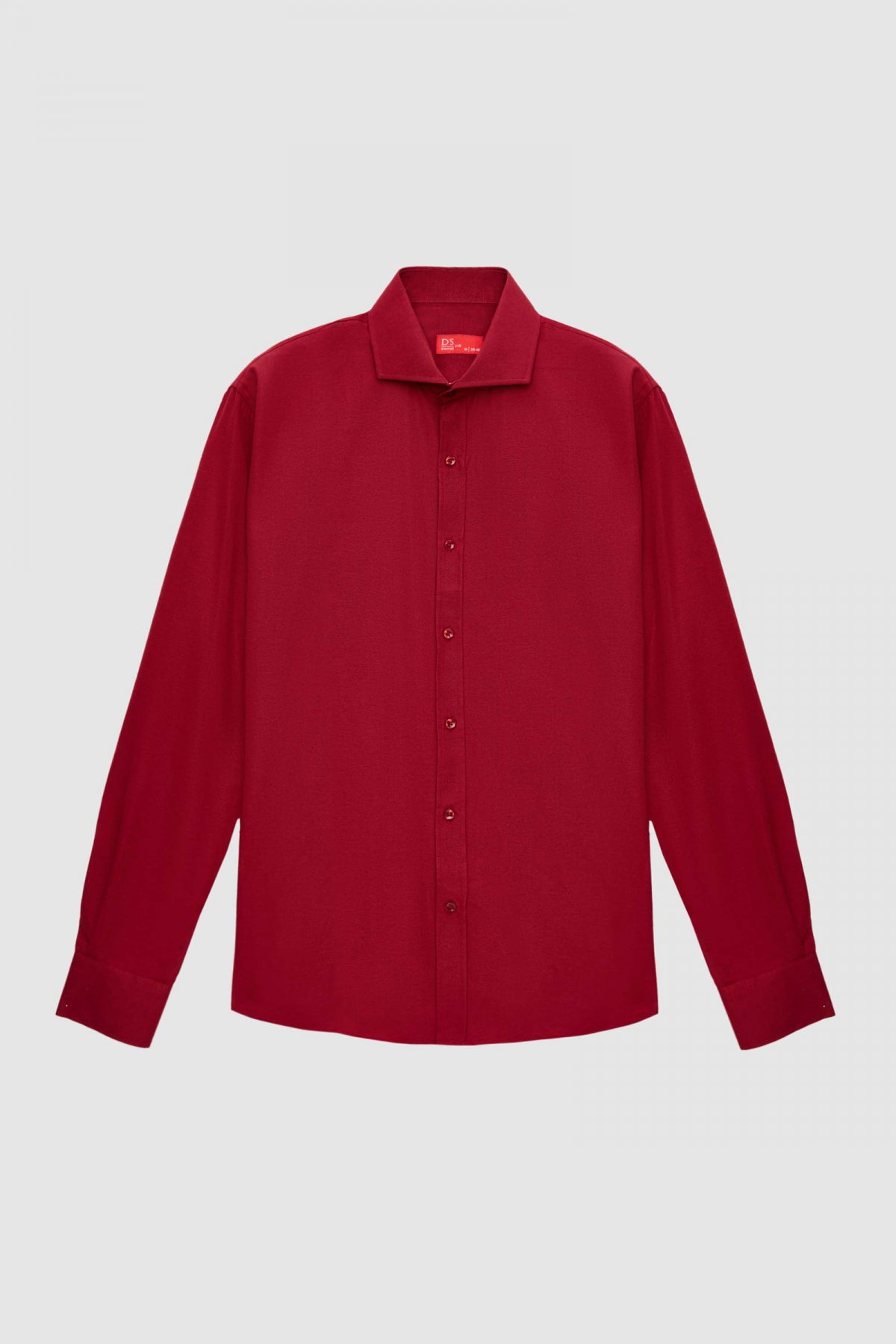Ds Damat Slim Fit Italian Collar Slim Cut Classic Tie Long-Sleeve Easy-Iron Breathable Shirt  - Burgundy