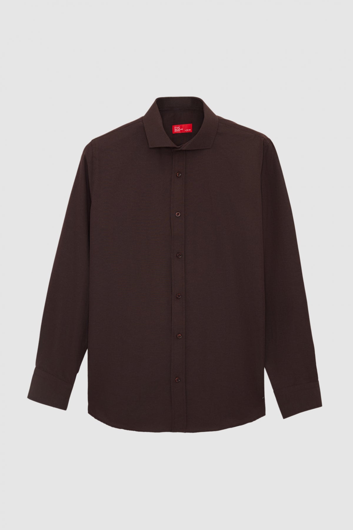 Ds Damat Slim Fit Italian Collar Slim Cut Classic Tie Long-Sleeve Easy-Iron Breathable Shirt  - Dark Brown