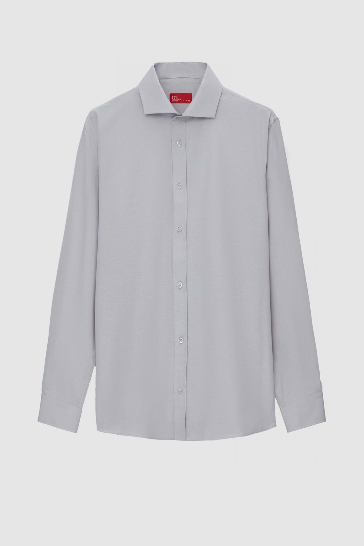 Ds Damat Slim Fit Italian Collar Slim Cut Classic Tie Long-Sleeve Easy-Iron Breathable Shirt  - Gray