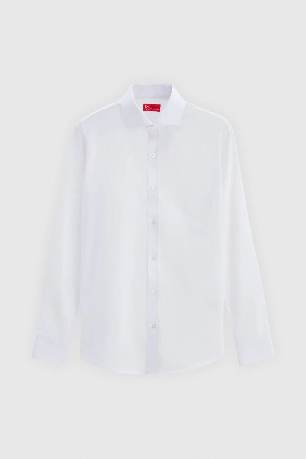 Ds Damat Slim Fit Italian Collar Slim Cut Classic Tie Long-Sleeve Easy-Iron Breathable Shirt  - White