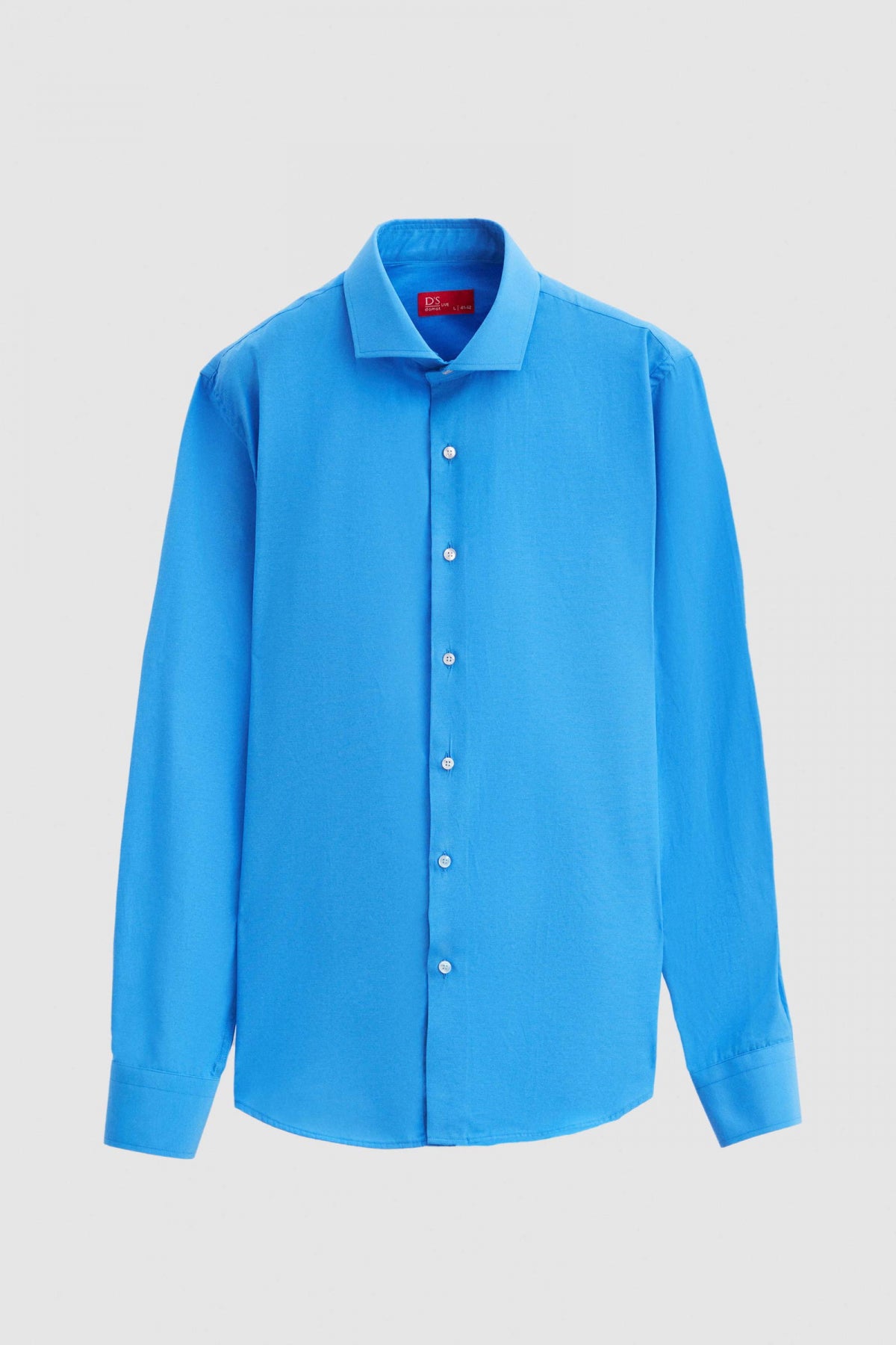 Ds Damat Slim Fit Italian Collar Slim Cut Classic Tie Long Sleeve Easy Iron Breathable Shirt  - Blue