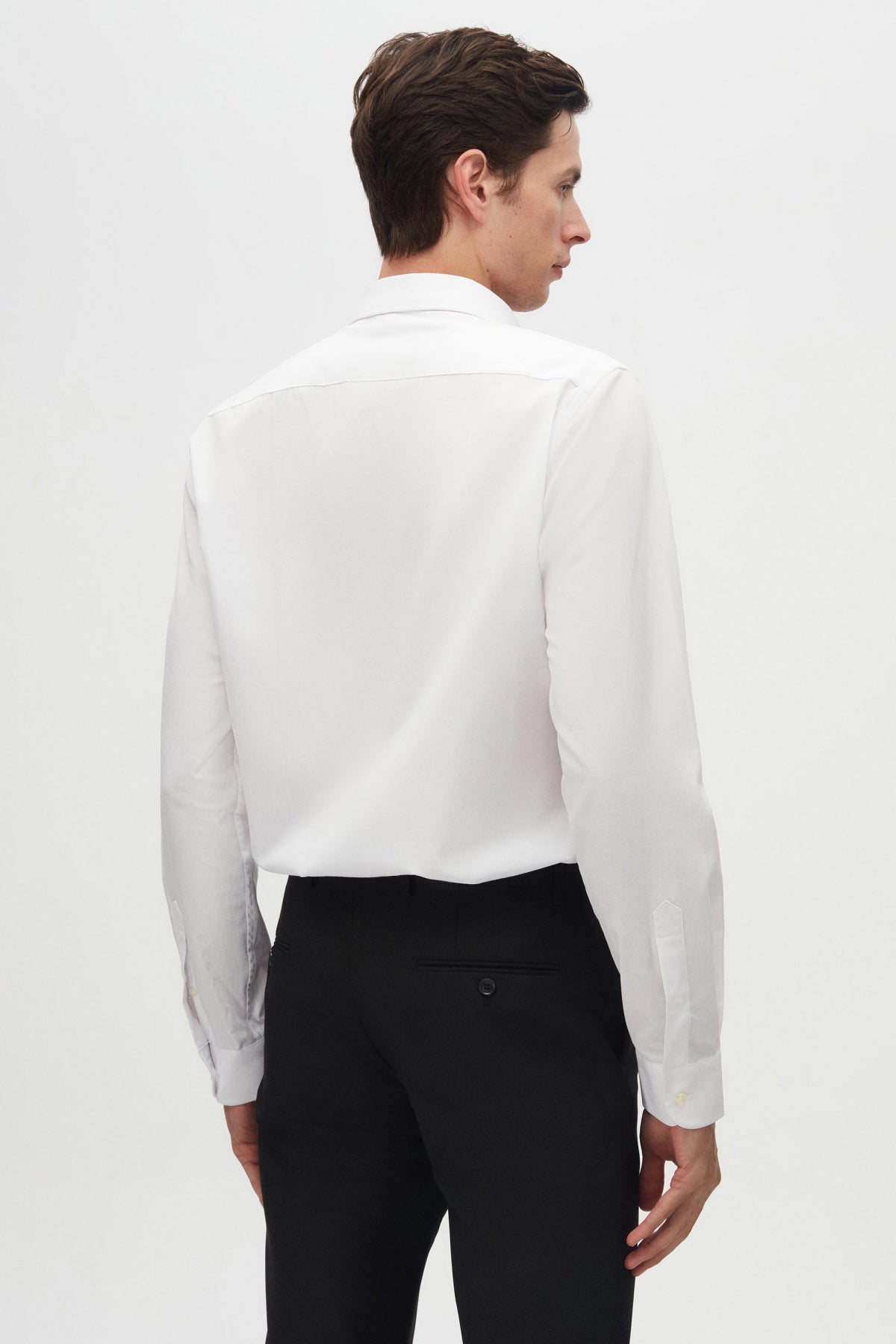 Ds Damat Slim Fit Italian Collar Slim Cut Classic Tie Long Sleeve Easy Iron Breathable Shirt  - White