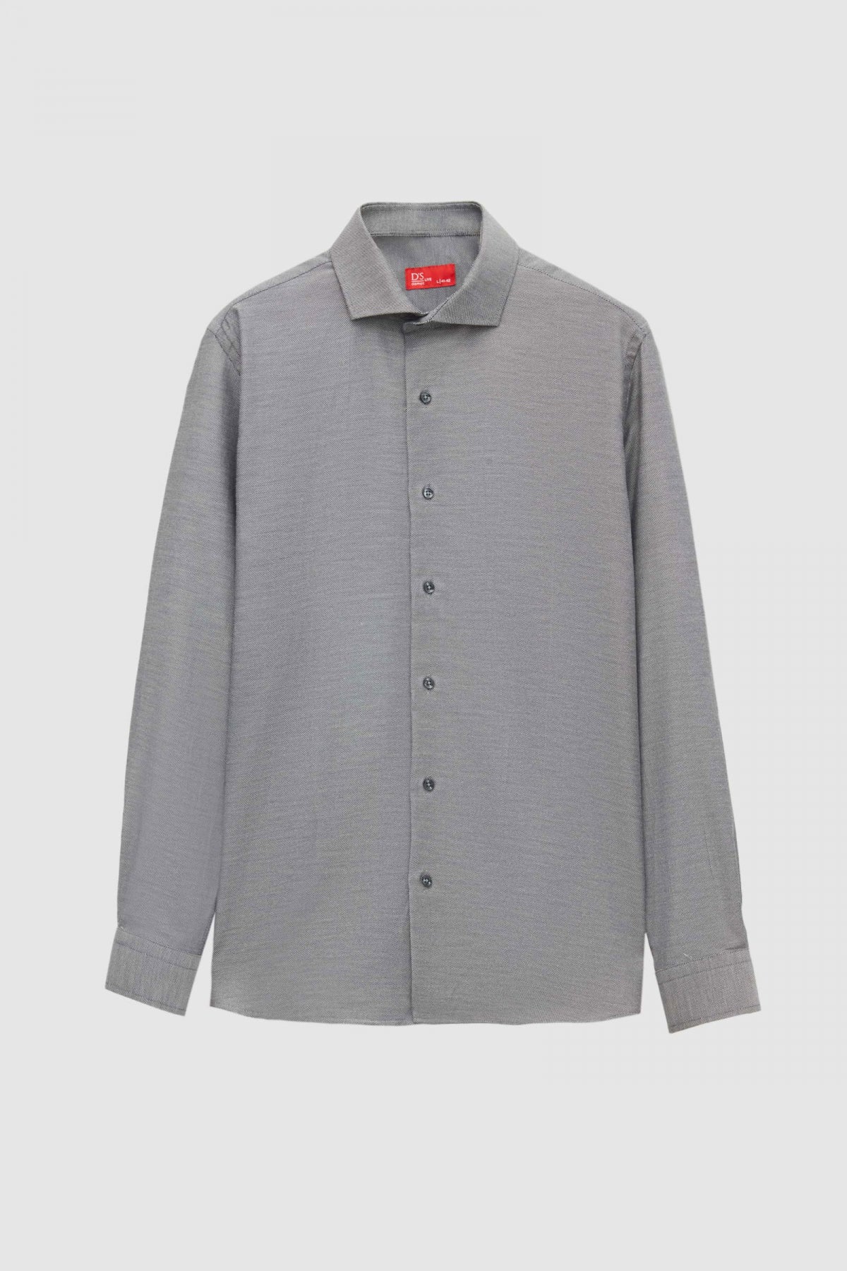 Ds Damat Slim Fit Italian Collar Textured Long-Sleeve Easy-Iron Breathable Four-Season Shirt  - Anthracite