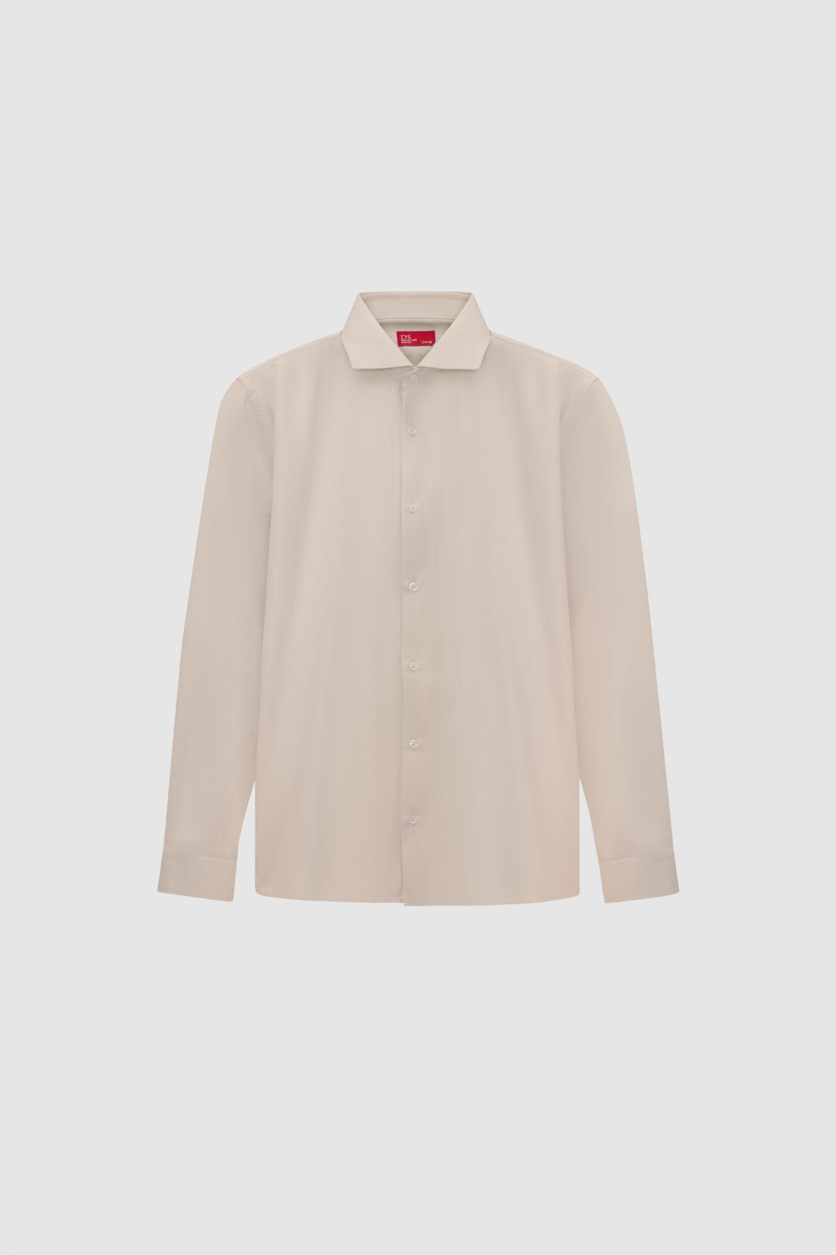 Ds Damat Slim Fit Italian Collar Textured Long-Sleeve Easy-Iron Breathable Four-Season Shirt  - Beige