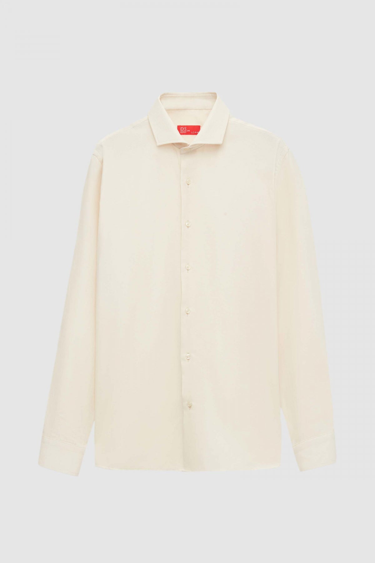 Ds Damat Slim Fit Italian Collar Textured Long-Sleeve Easy-Iron Breathable Four-Season Shirt  - Beige