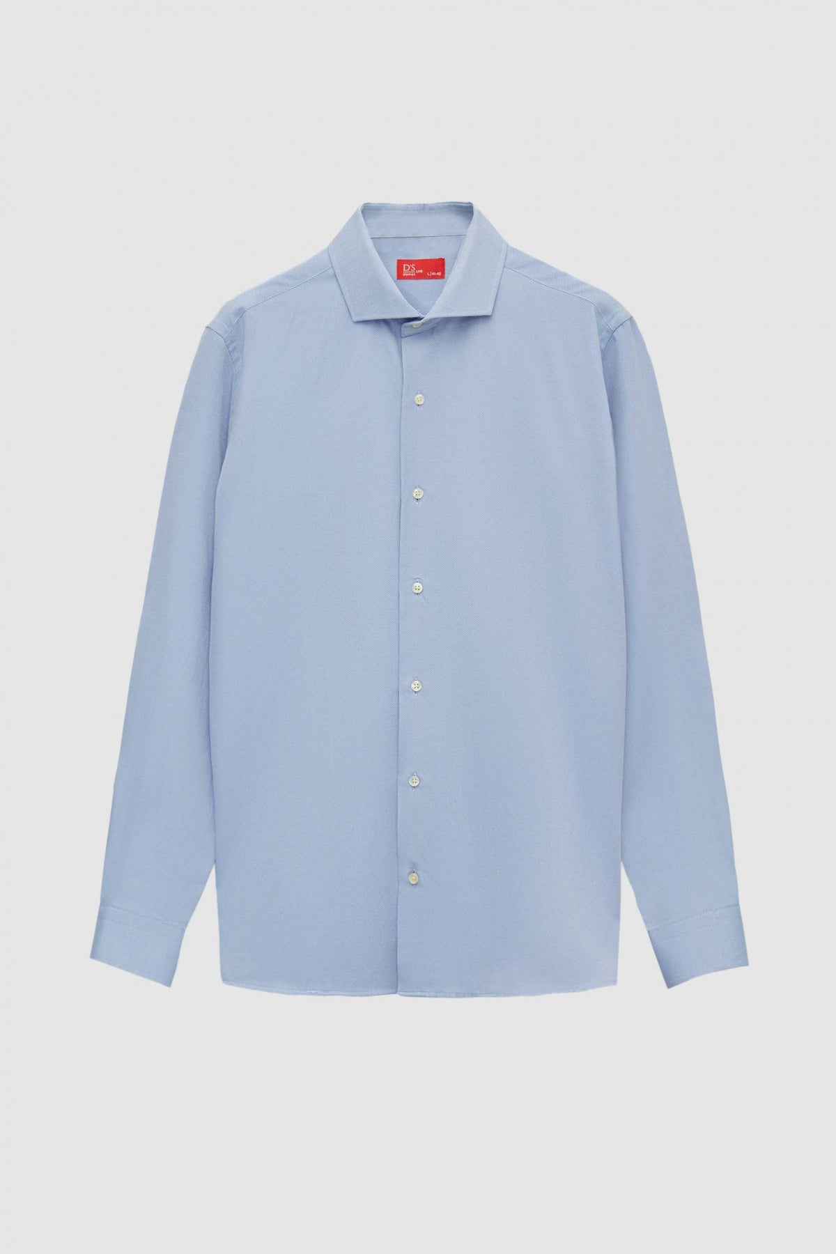 Ds Damat Slim Fit Italian Collar Textured Long-Sleeve Easy-Iron Breathable Four-Season Shirt  - Blue