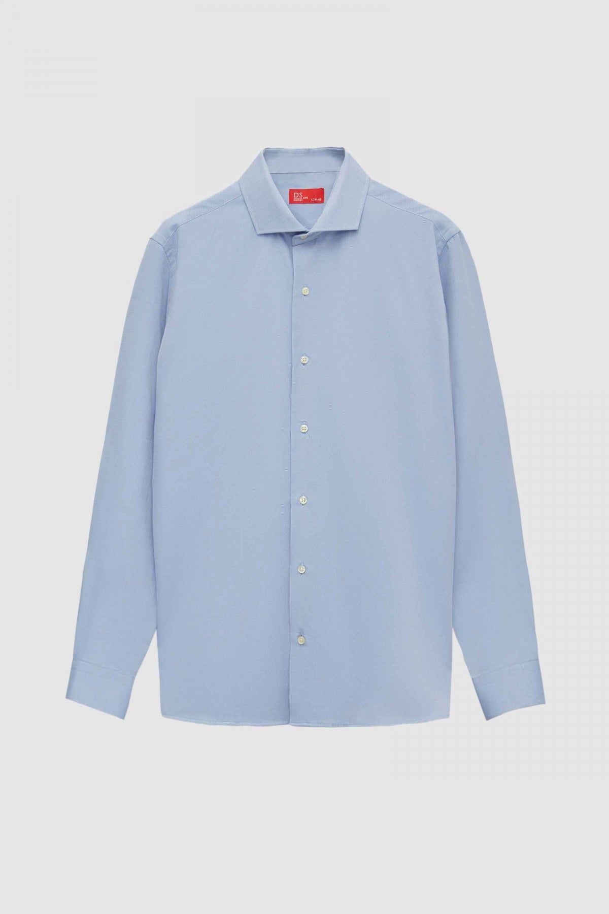 Ds Damat Slim Fit Italian Collar Textured Long-Sleeve Easy-Iron Breathable Four-Season Shirt  - Blue