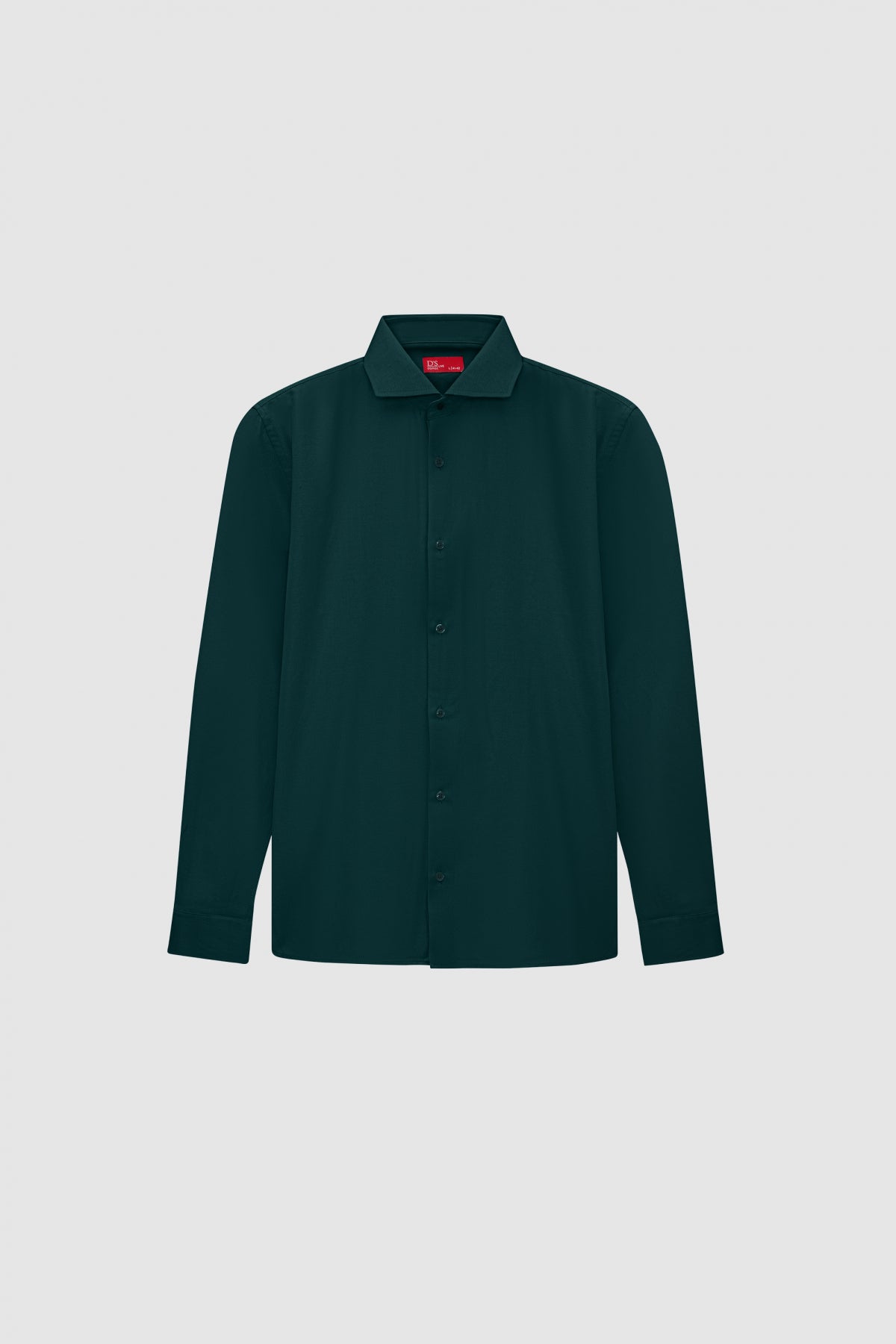 Ds Damat Slim Fit Italian Collar Textured Long-Sleeve Easy-Iron Breathable Four-Season Shirt  - Dark Green