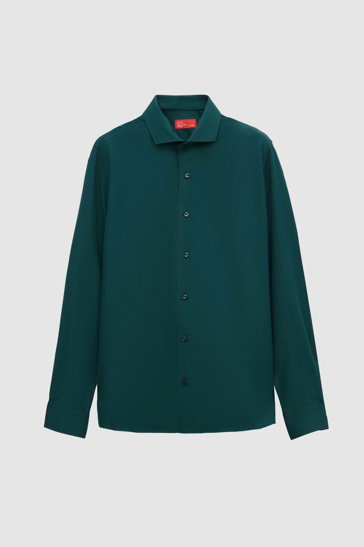 Ds Damat Slim Fit Italian Collar Textured Long-Sleeve Easy-Iron Breathable Four-Season Shirt  - Dark Green