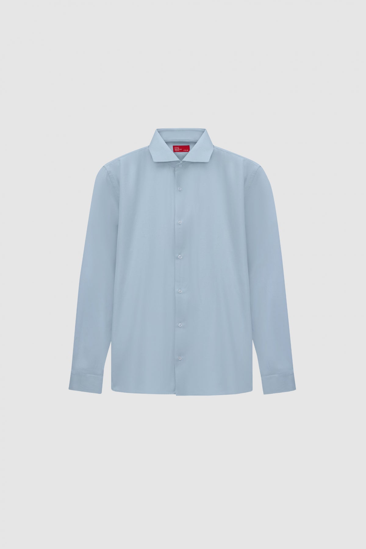 Ds Damat Slim Fit Italian Collar Textured Long-Sleeve Easy-Iron Breathable Four-Season Shirt  - Light Blue
