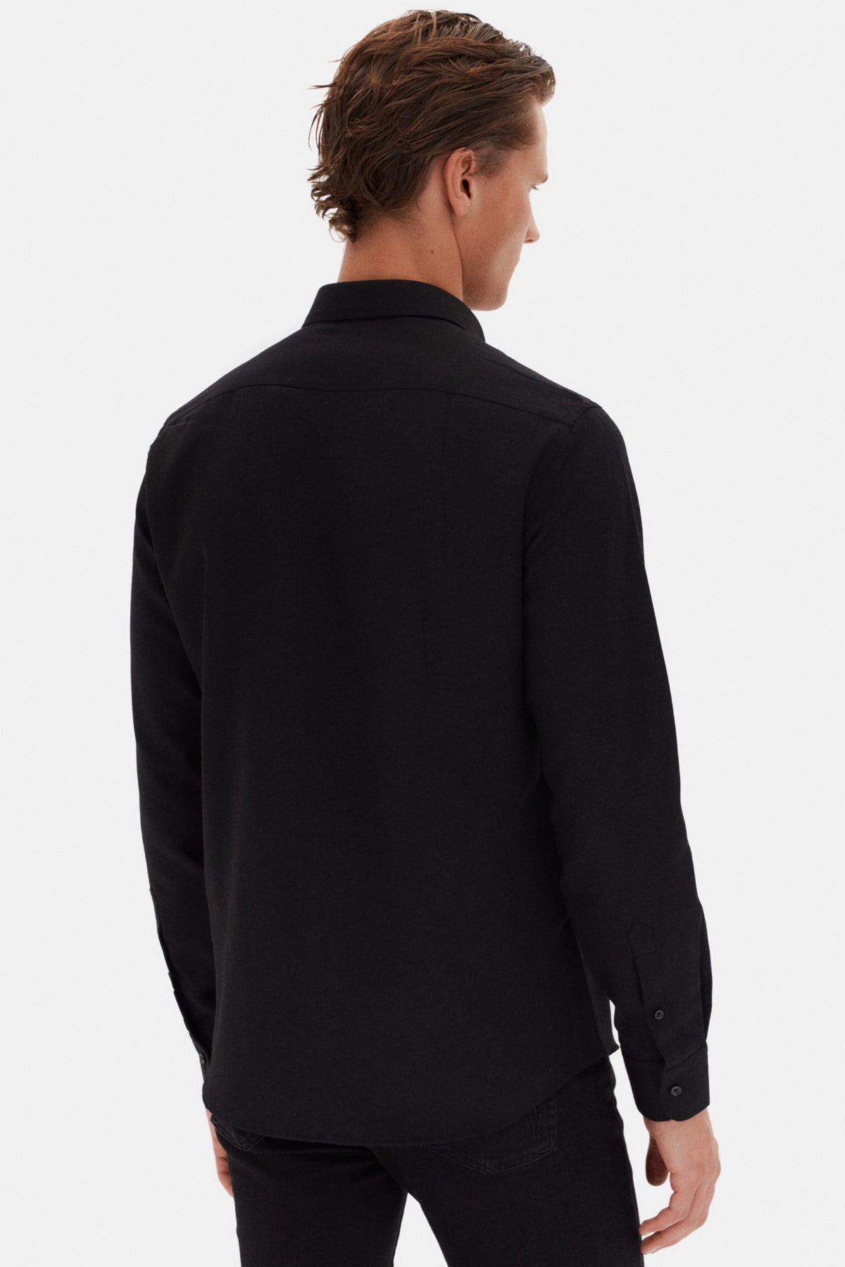 Ds Damat Slim Fit Oxford Button-Down Easy Iron Embroidered Detail Cotton Shirt  - Black