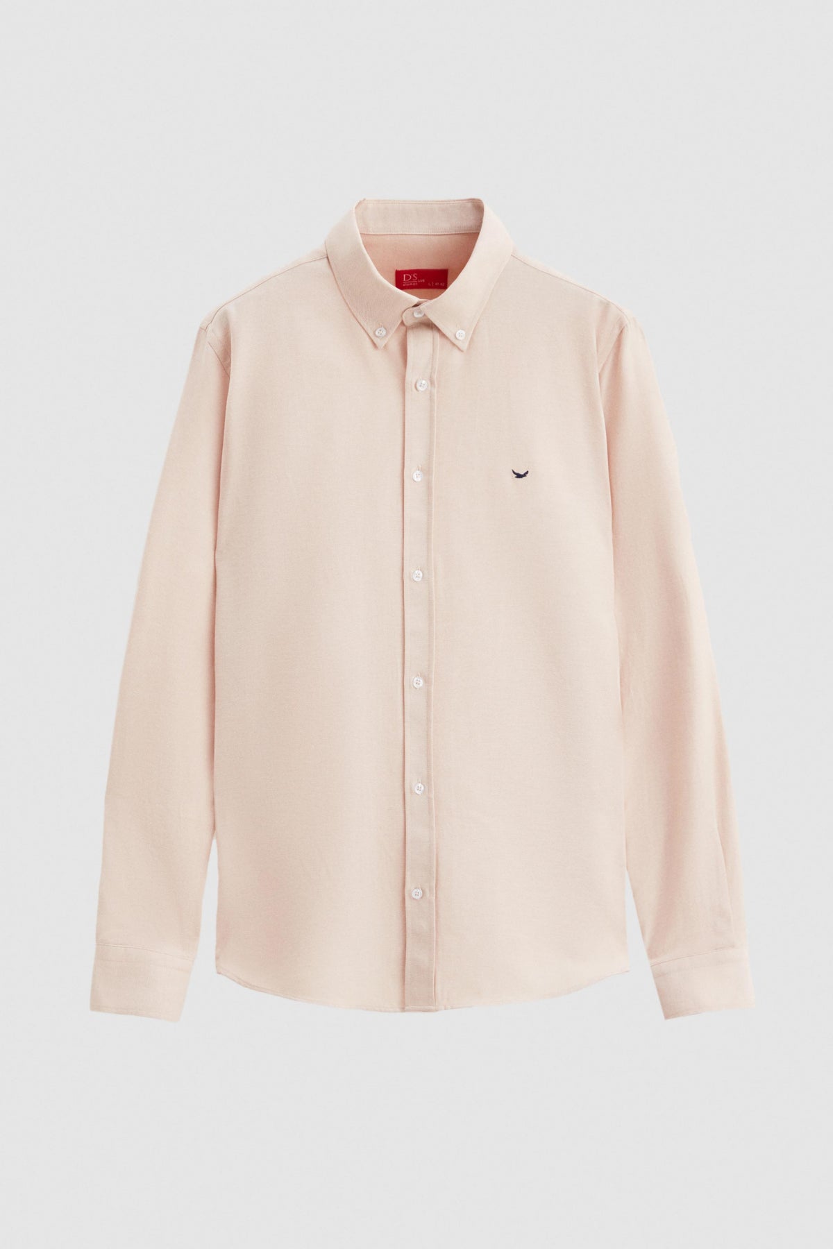 Ds Damat Slim Fit Oxford Button-Down Easy Iron Embroidered Detail Cotton Shirt  - Ecru