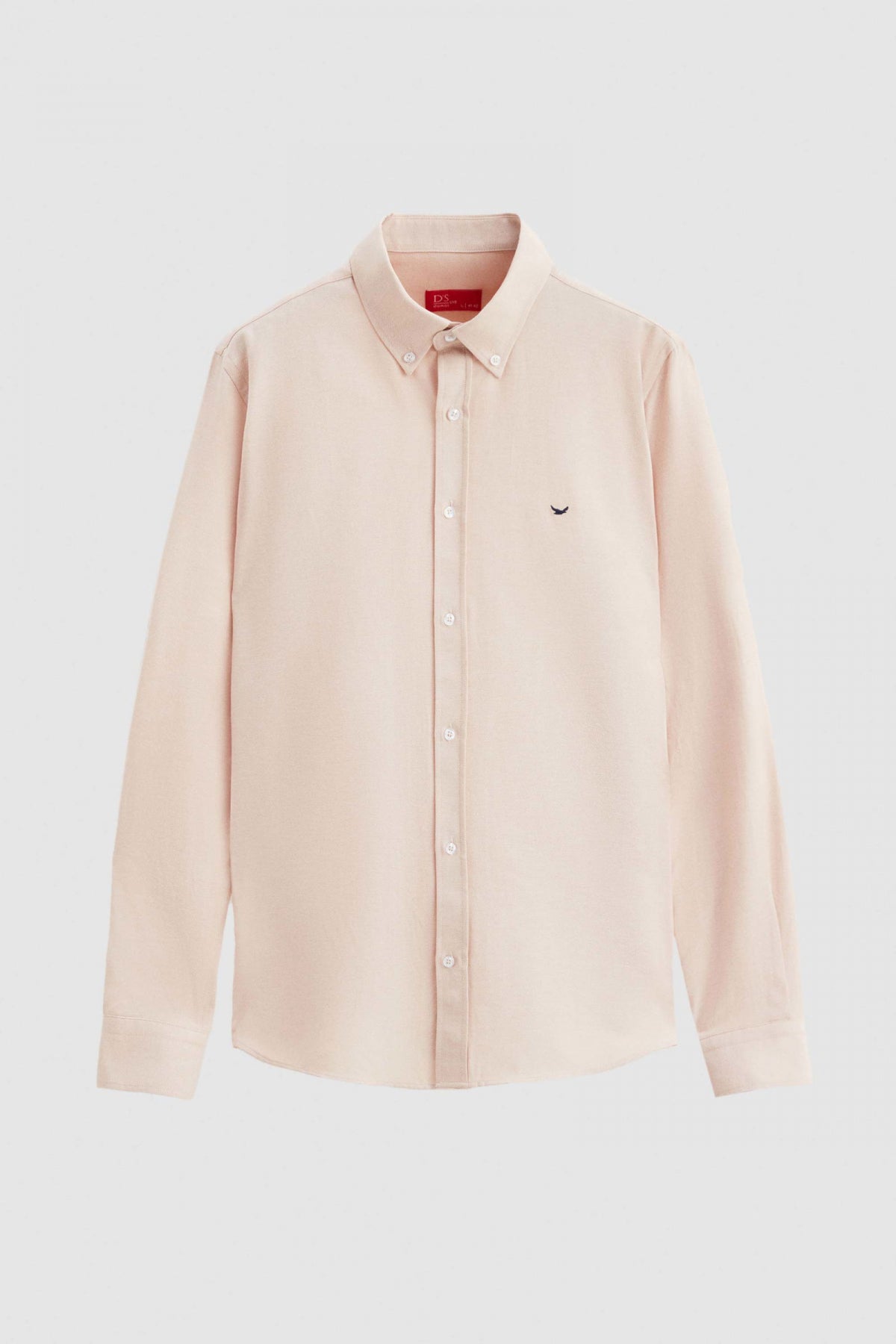 Ds Damat Slim Fit Oxford Button-Down Easy Iron Embroidered Detail Cotton Shirt  - Ecru