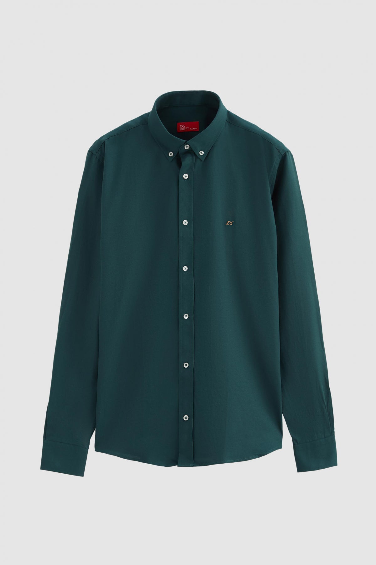 Ds Damat Slim Fit Oxford Button-Down Easy Iron Embroidered Detail Cotton Shirt  - Green