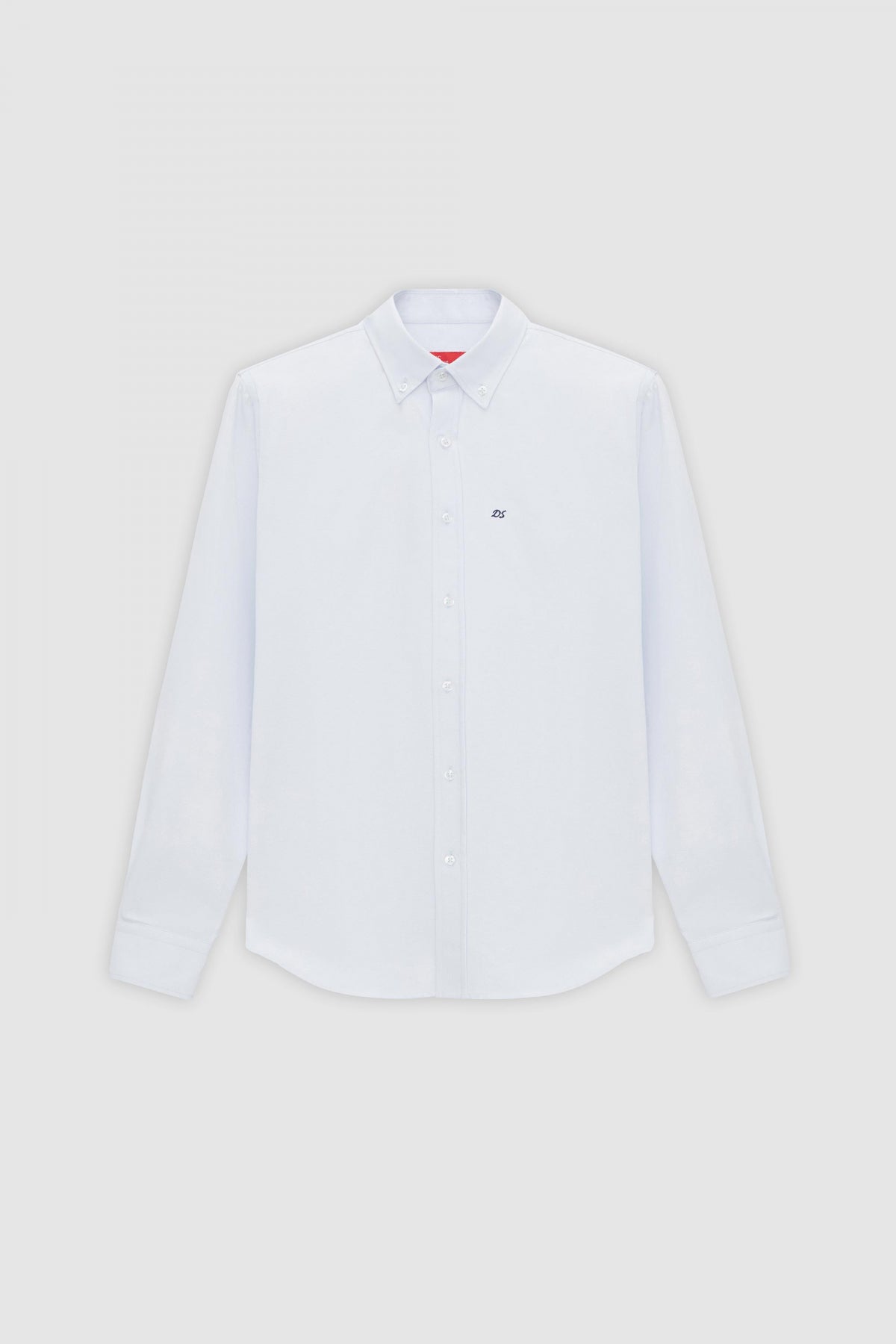 Ds Damat Slim Fit Oxford Button-Down Easy Iron Embroidered Detail Cotton Shirt  - Light Blue