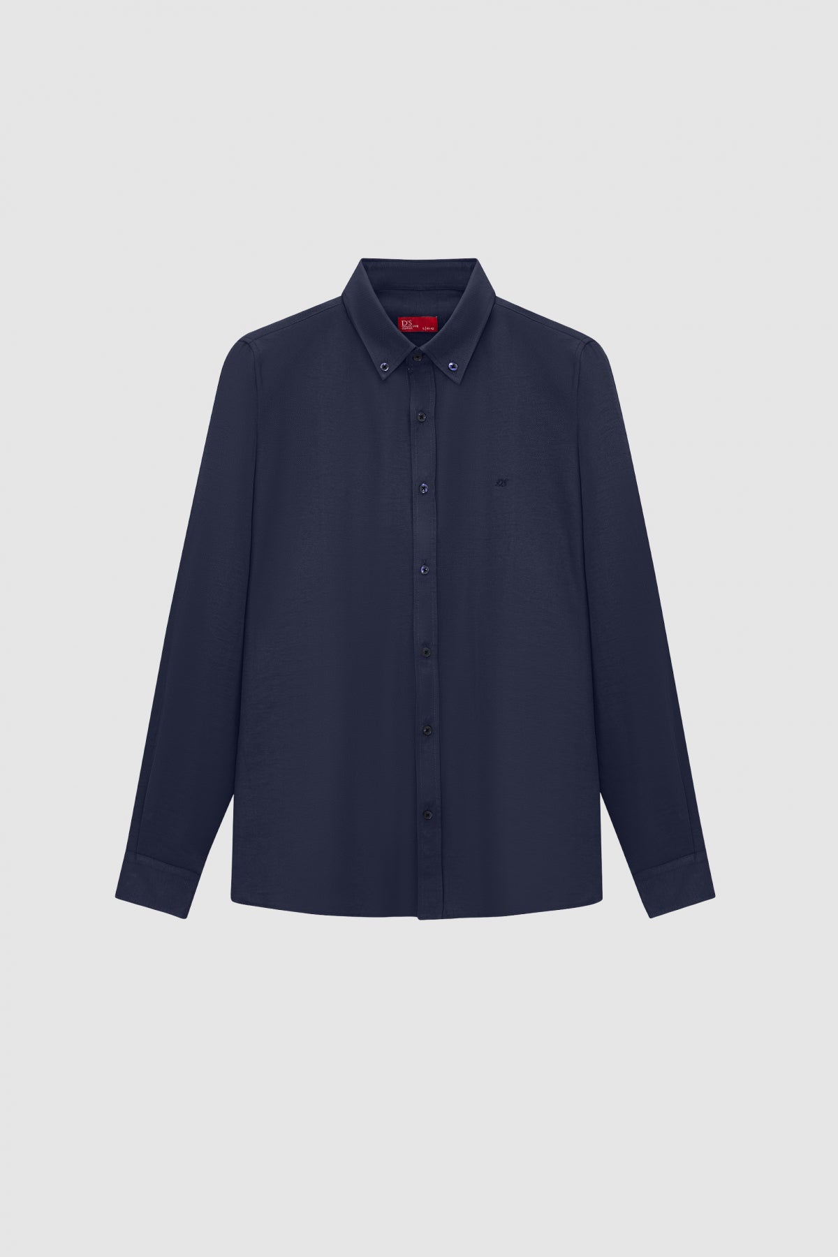 Ds Damat Slim Fit Oxford Button-Down Easy Iron Embroidered Detail Cotton Shirt  - Navy Blue