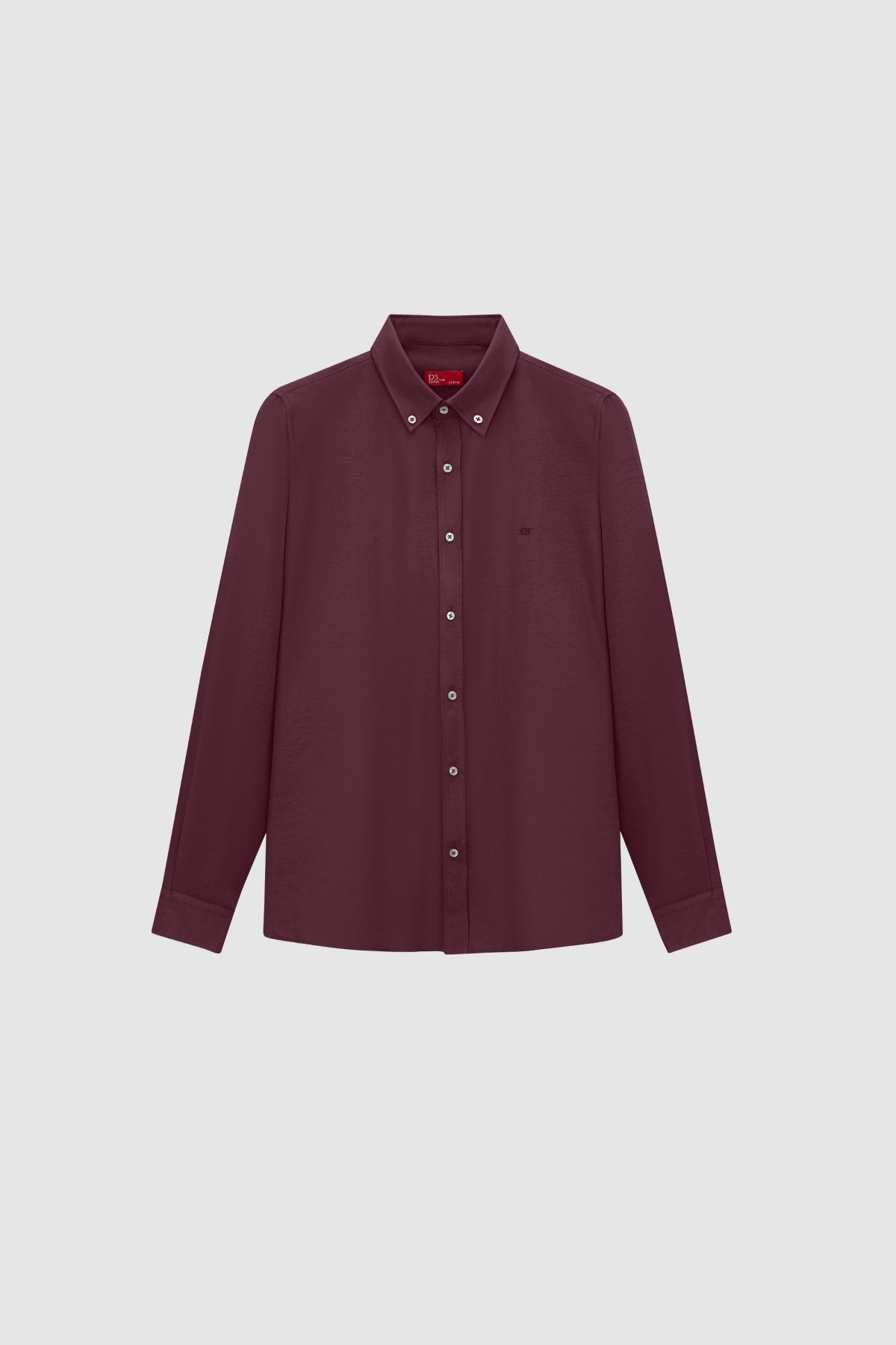 Ds Damat Slim Fit Oxford Button-Down Easy Iron Embroidered Detail Cotton Shirt  - Plum