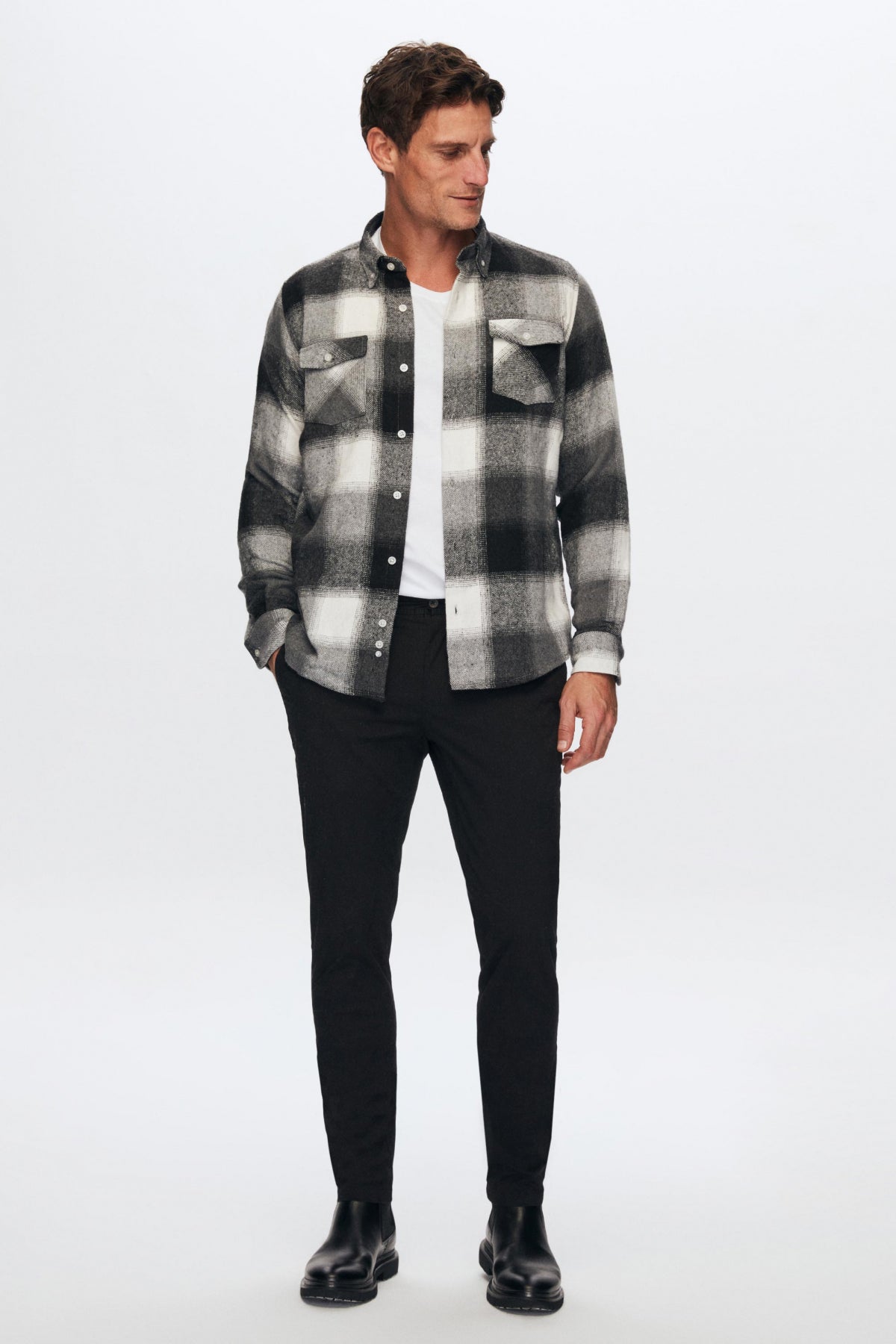 Ds Damat Slim Fit Plaid Lumberjack Shirt  - Black
