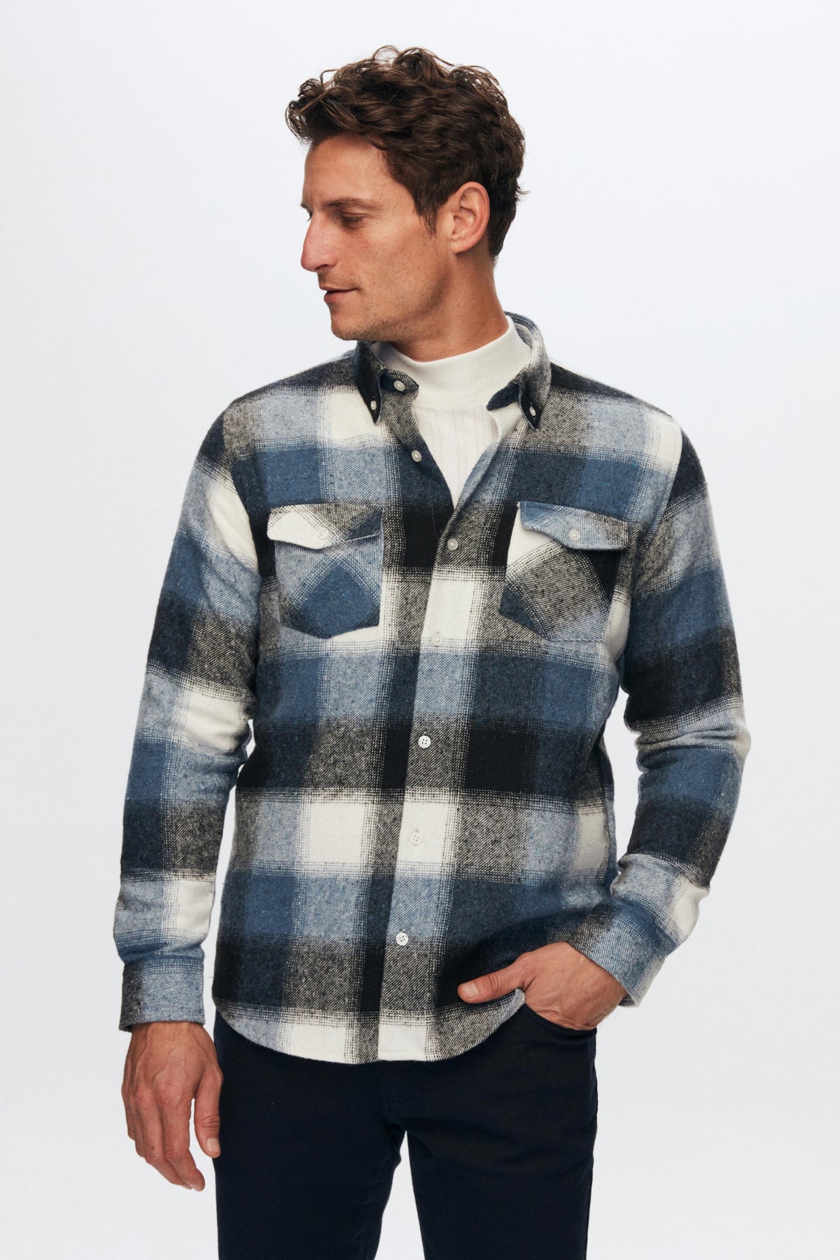 Ds Damat Slim Fit Plaid Lumberjack Shirt  - Blue