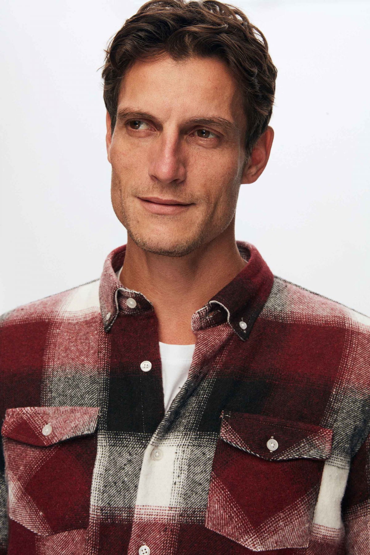 Ds Damat Slim Fit Plaid Lumberjack Shirt  - Burgundy