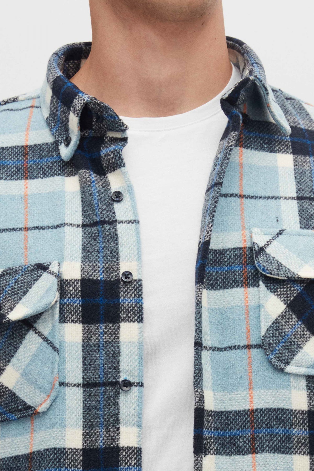 Ds Damat Slim Fit Plaid Lumberjack Shirt  - Light Blue
