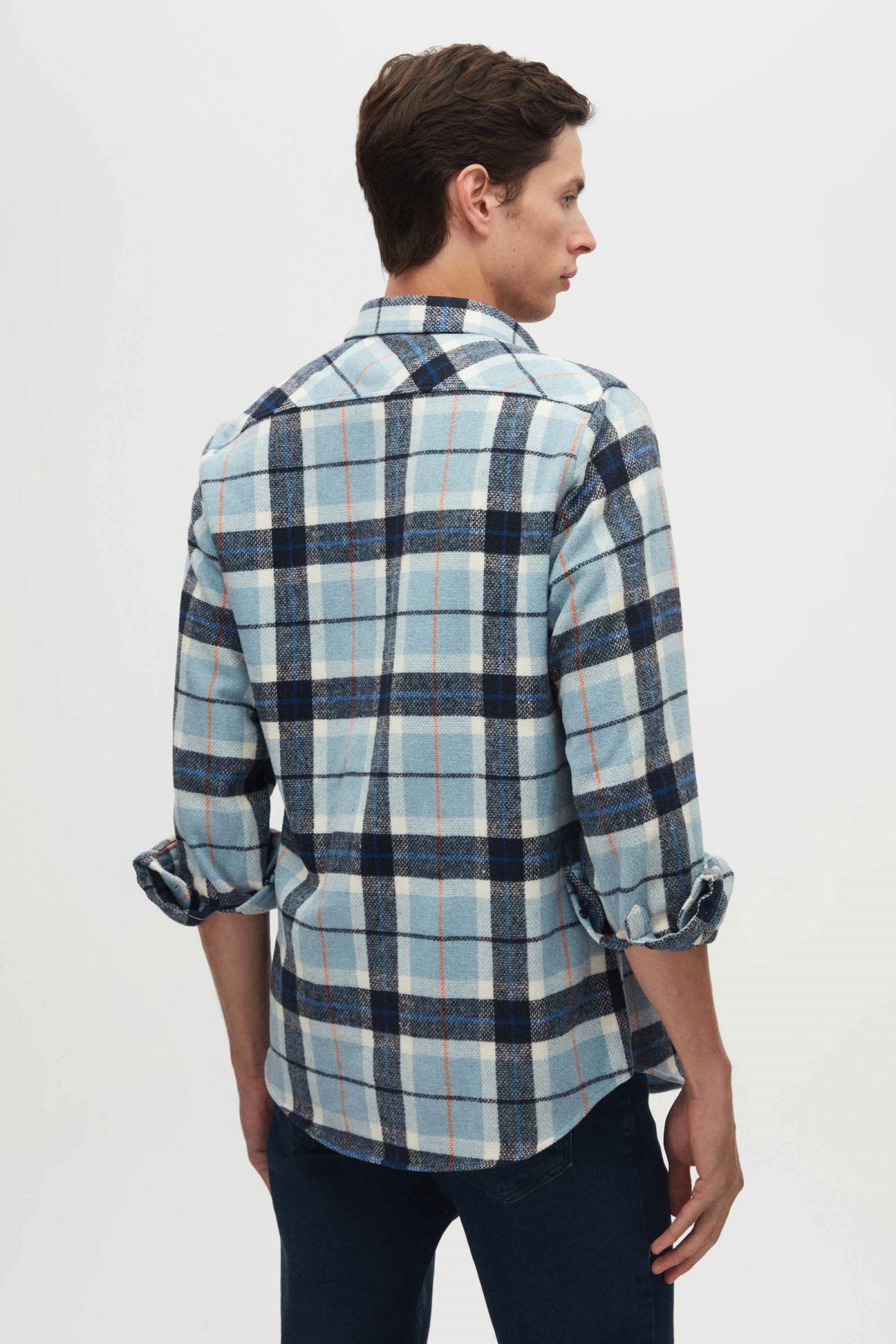 Ds Damat Slim Fit Plaid Lumberjack Shirt  - Light Blue