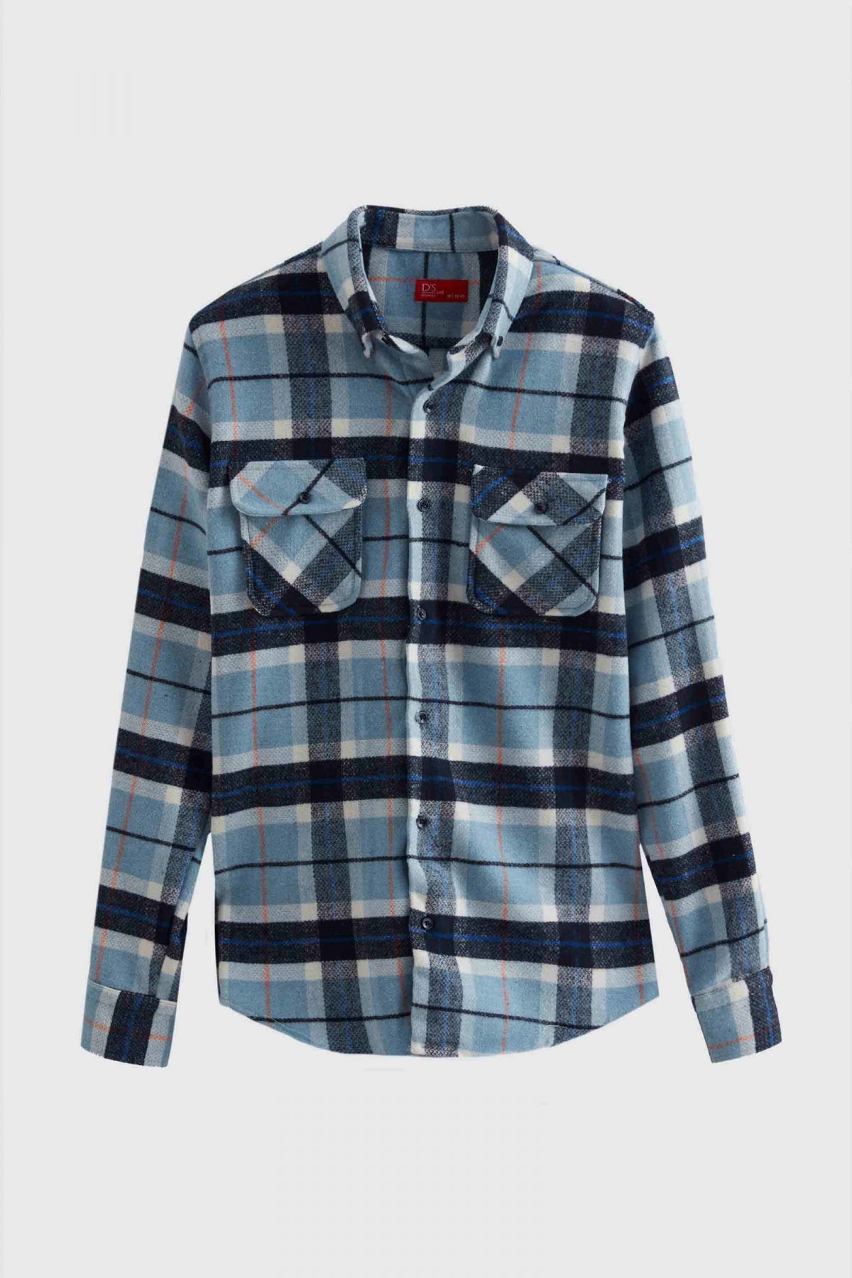 Ds Damat Slim Fit Plaid Lumberjack Shirt  - Light Blue
