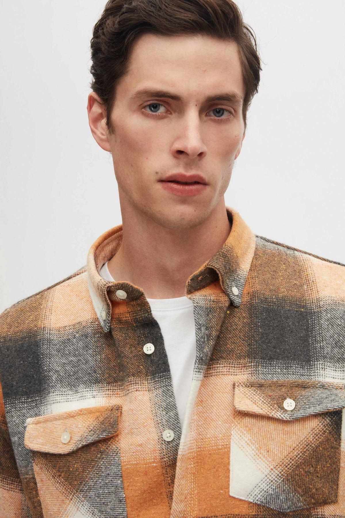 Ds Damat Slim Fit Plaid Lumberjack Shirt  - Orange