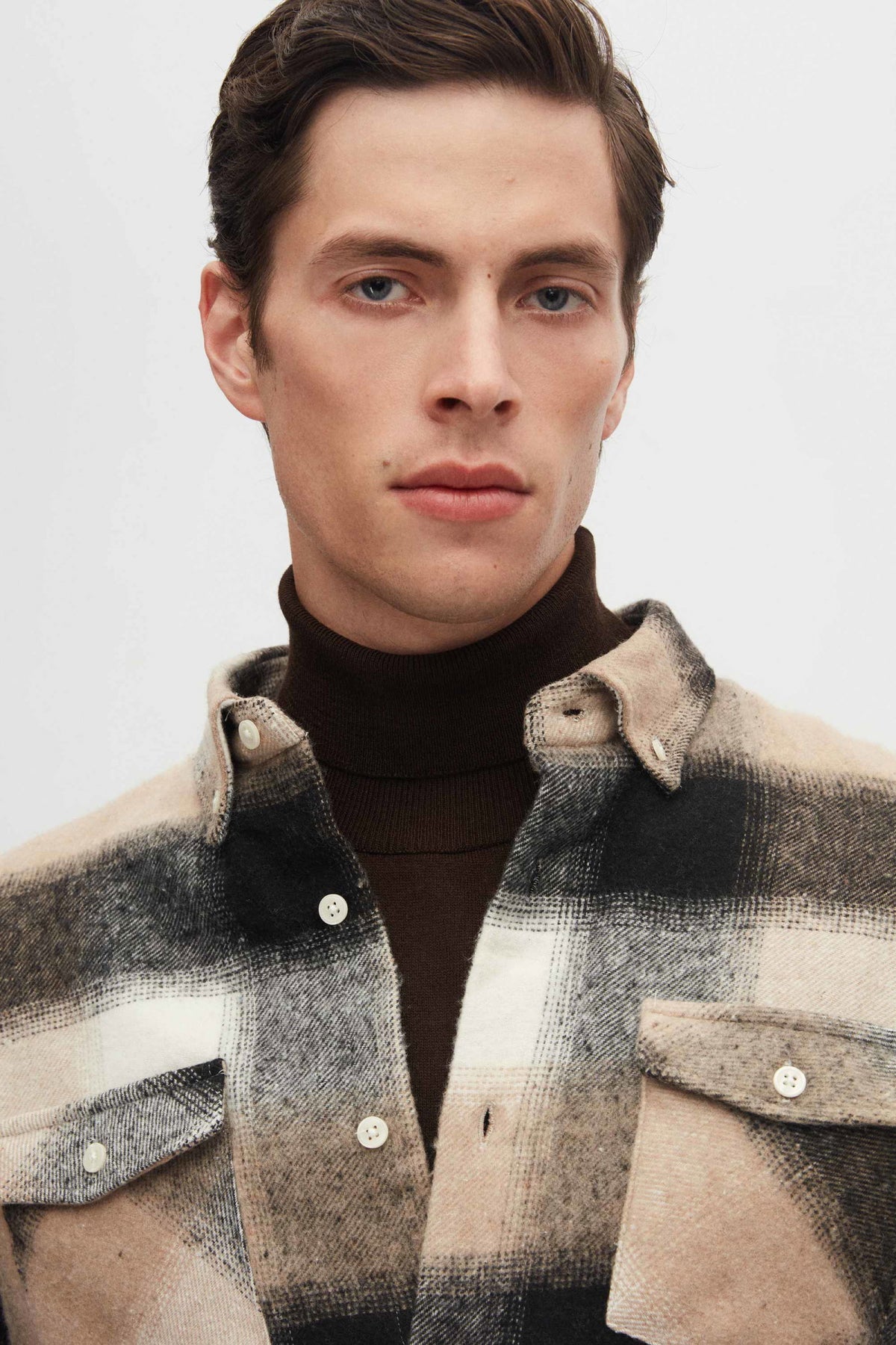 Ds Damat Slim Fit Plaid Lumberjack Shirt  - Taupe