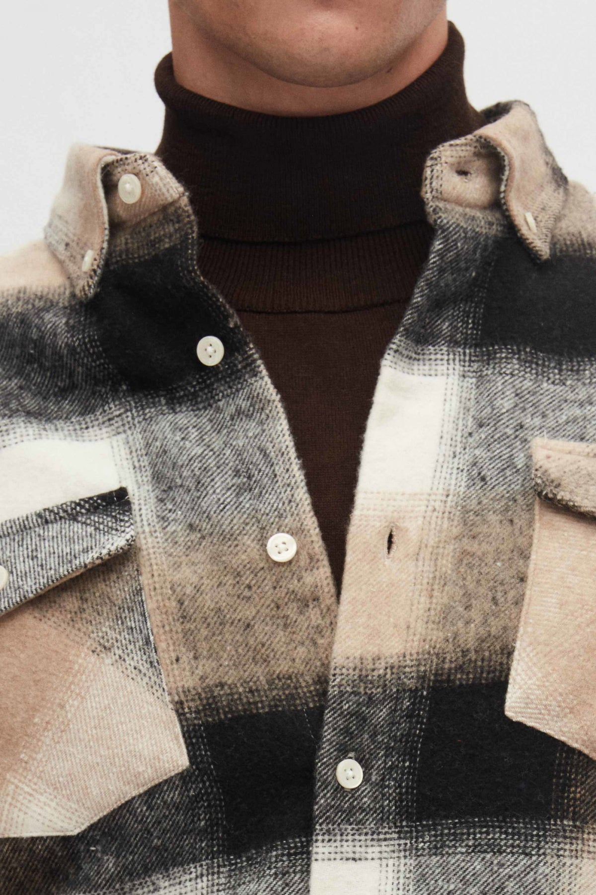 Ds Damat Slim Fit Plaid Lumberjack Shirt  - Taupe