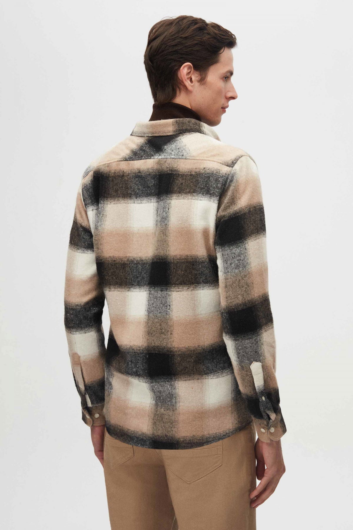 Ds Damat Slim Fit Plaid Lumberjack Shirt  - Taupe