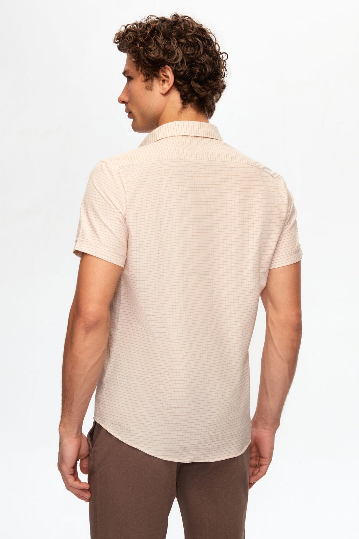 Ds Damat Slim Fit Plaid Shirt  - Beige
