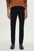 Ds Damat Slim Fit Plain Jean 5-Pocket Stretchable Washed Denim Pants  - Black