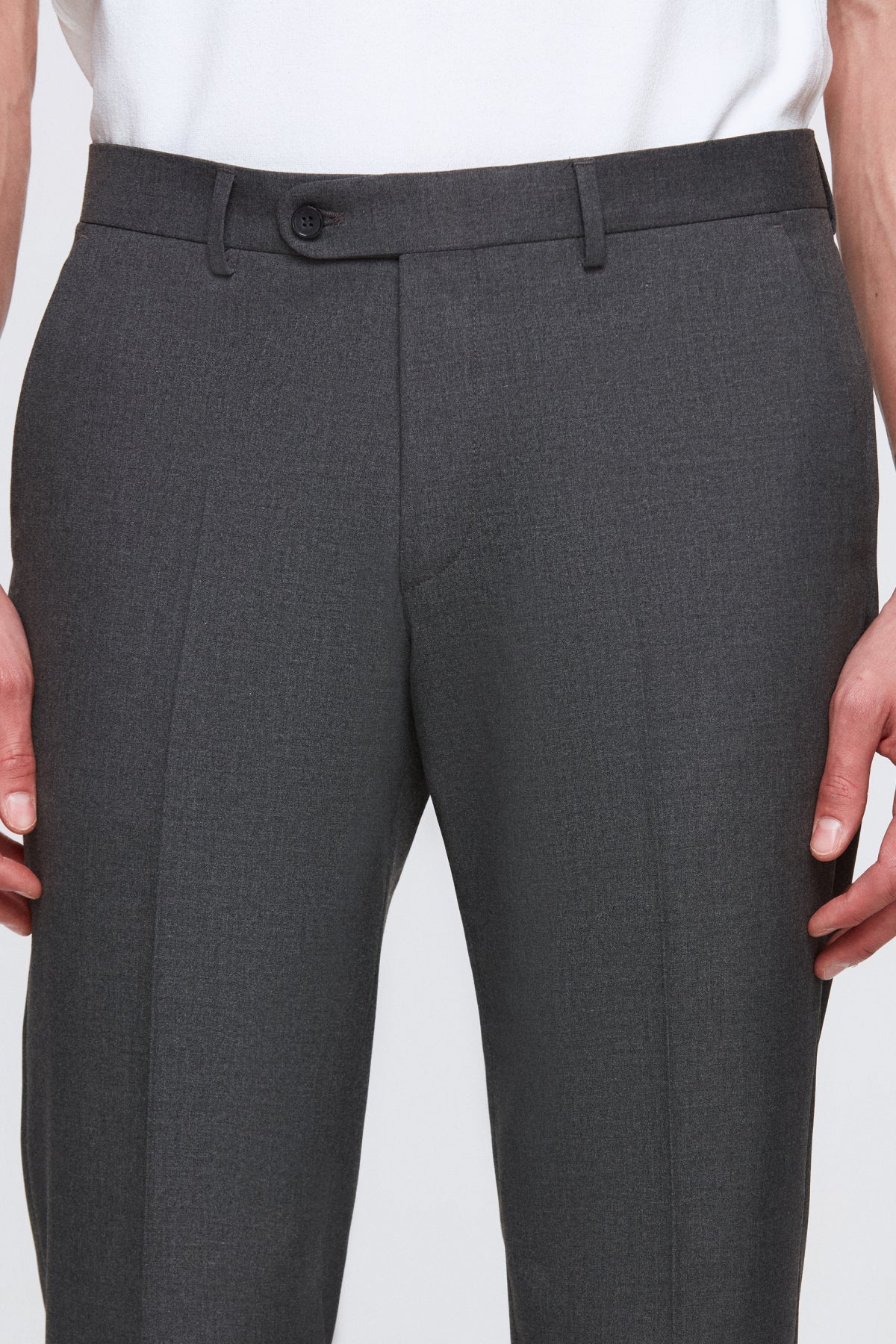 Ds Damat Slim Fit Plain Mono Collar Double Vent Lined Suit  - Gray