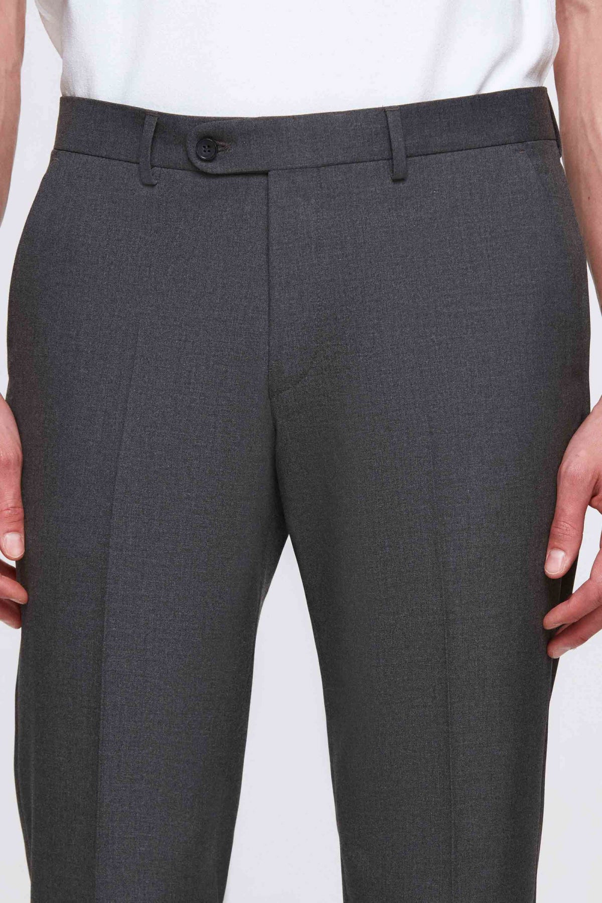 Ds Damat Slim Fit Plain Mono Collar Double Vent Lined Suit  - Gray