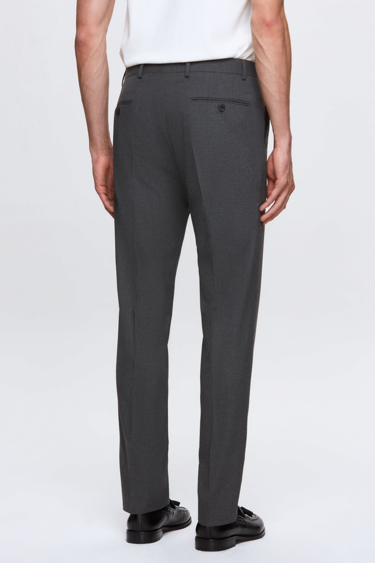Ds Damat Slim Fit Plain Mono Collar Double Vent Lined Suit  - Gray