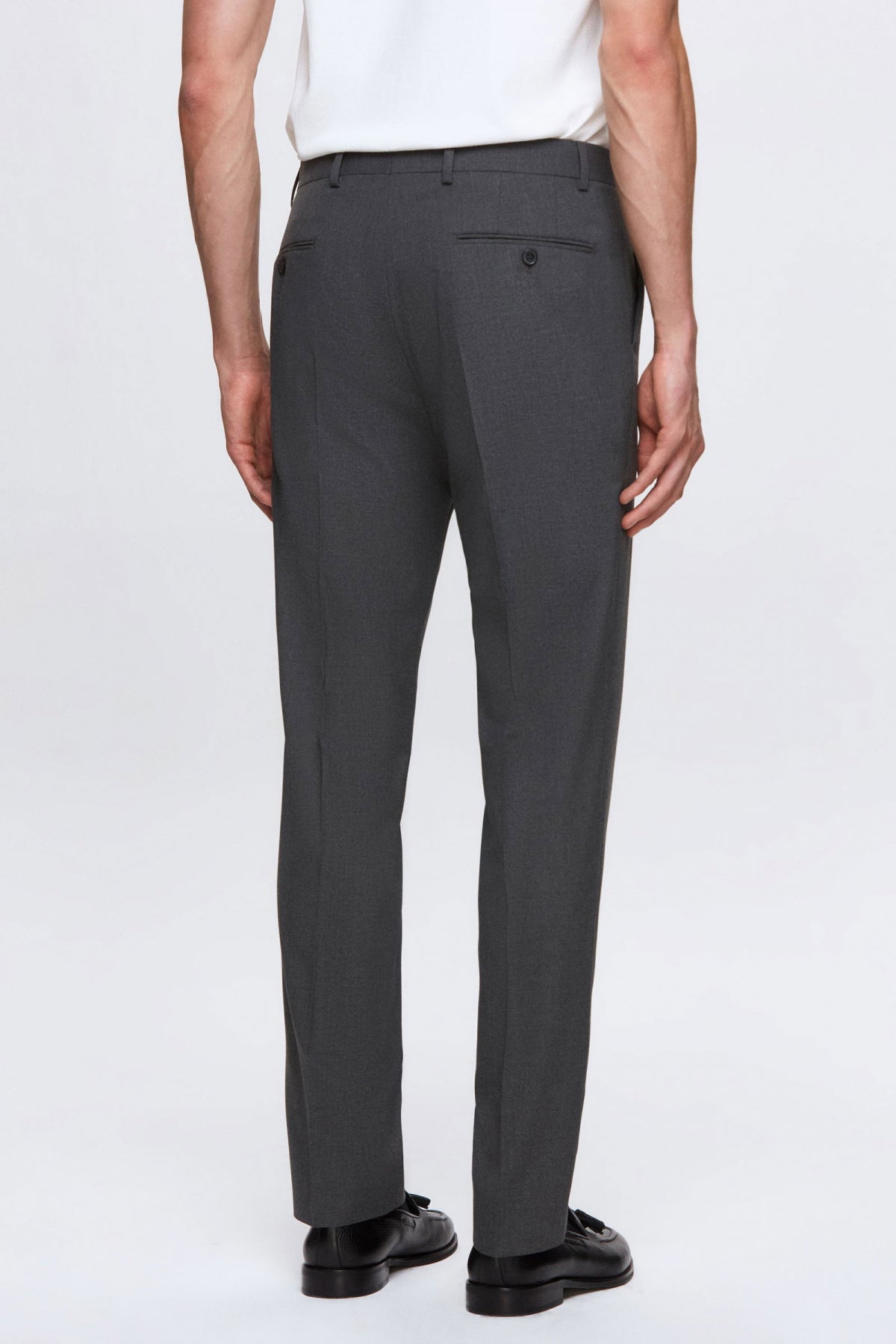 Ds Damat Slim Fit Plain Mono Collar Double Vent Lined Suit  - Gray