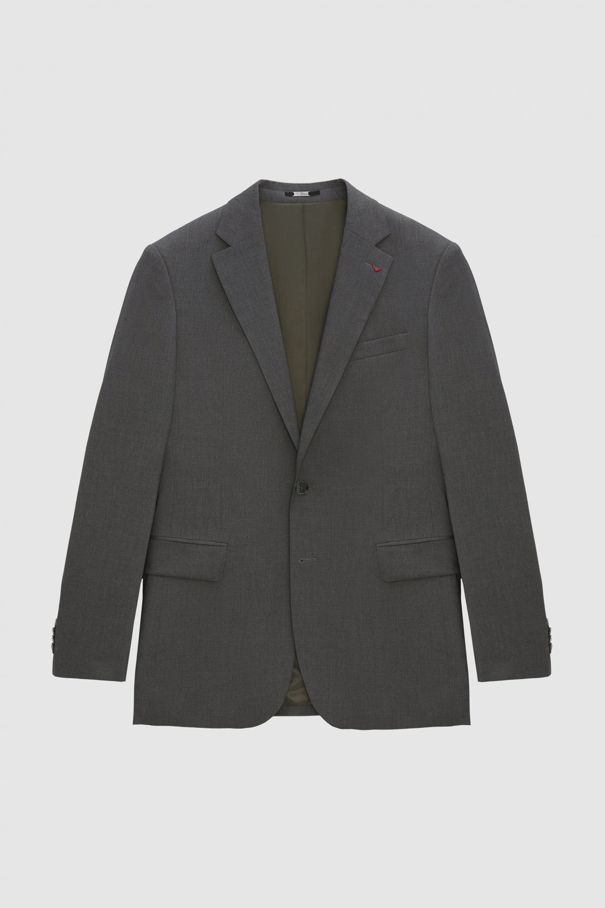 Ds Damat Slim Fit Plain Mono Collar Double Vent Lined Suit  - Gray