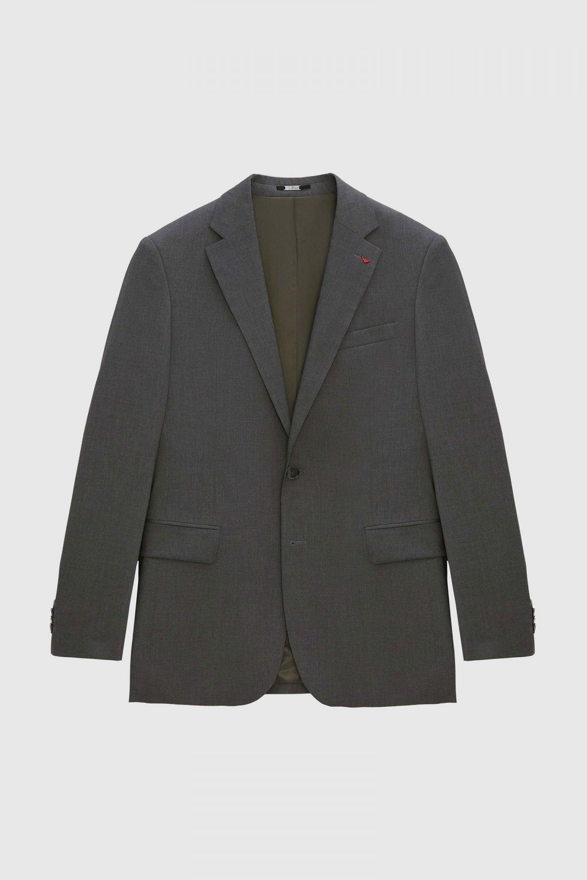Ds Damat Slim Fit Plain Mono Collar Double Vent Lined Suit  - Gray