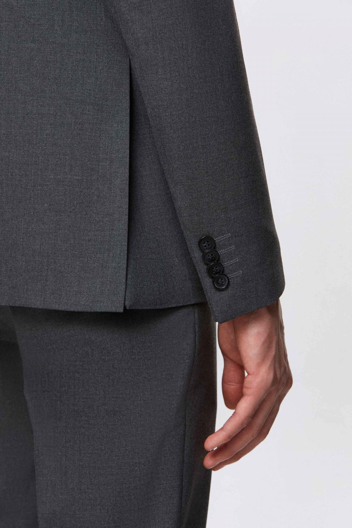 Ds Damat Slim Fit Plain Mono Collar Double Vent Lined Suit  - Gray