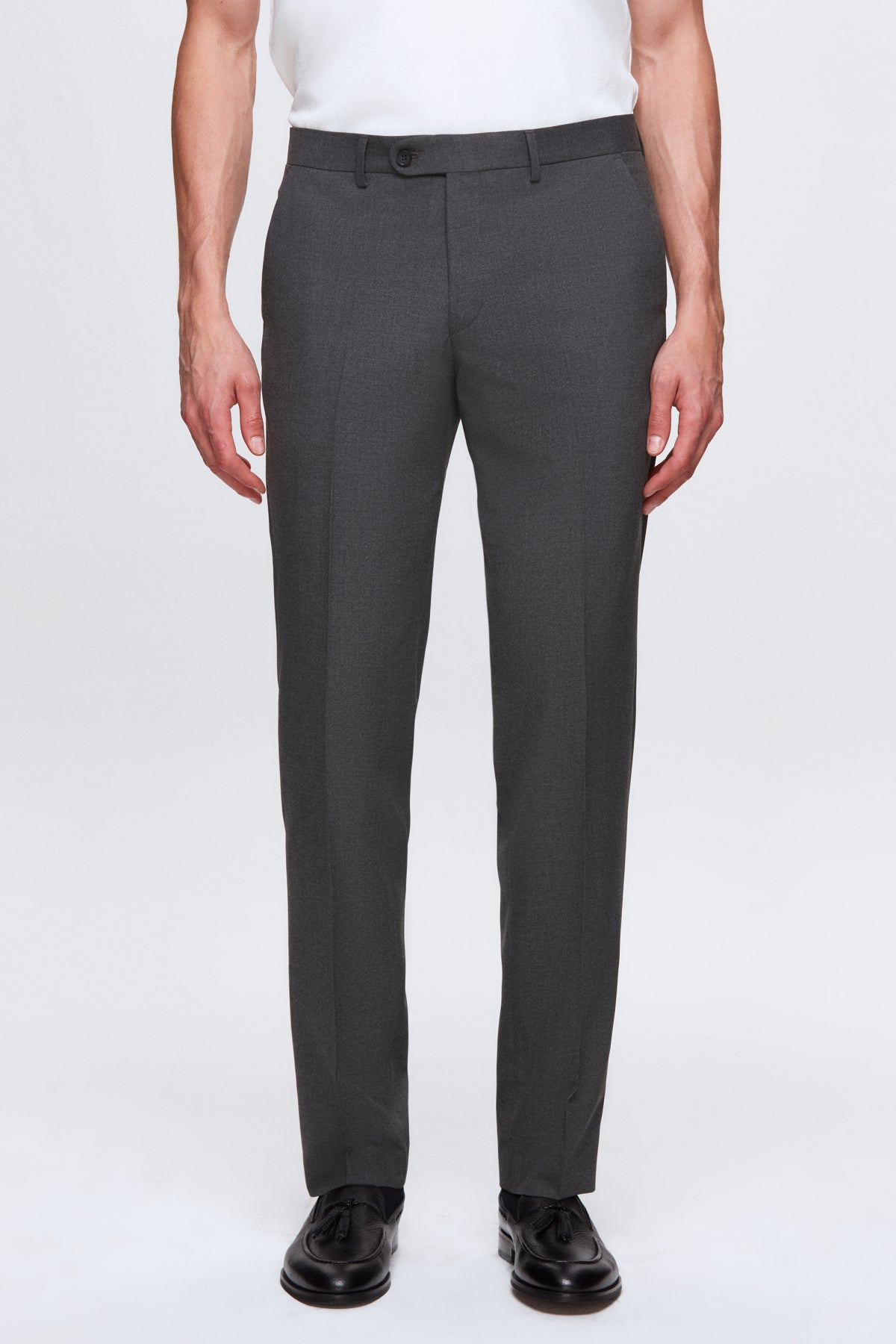 Ds Damat Slim Fit Plain Mono Collar Double Vent Lined Suit  - Gray