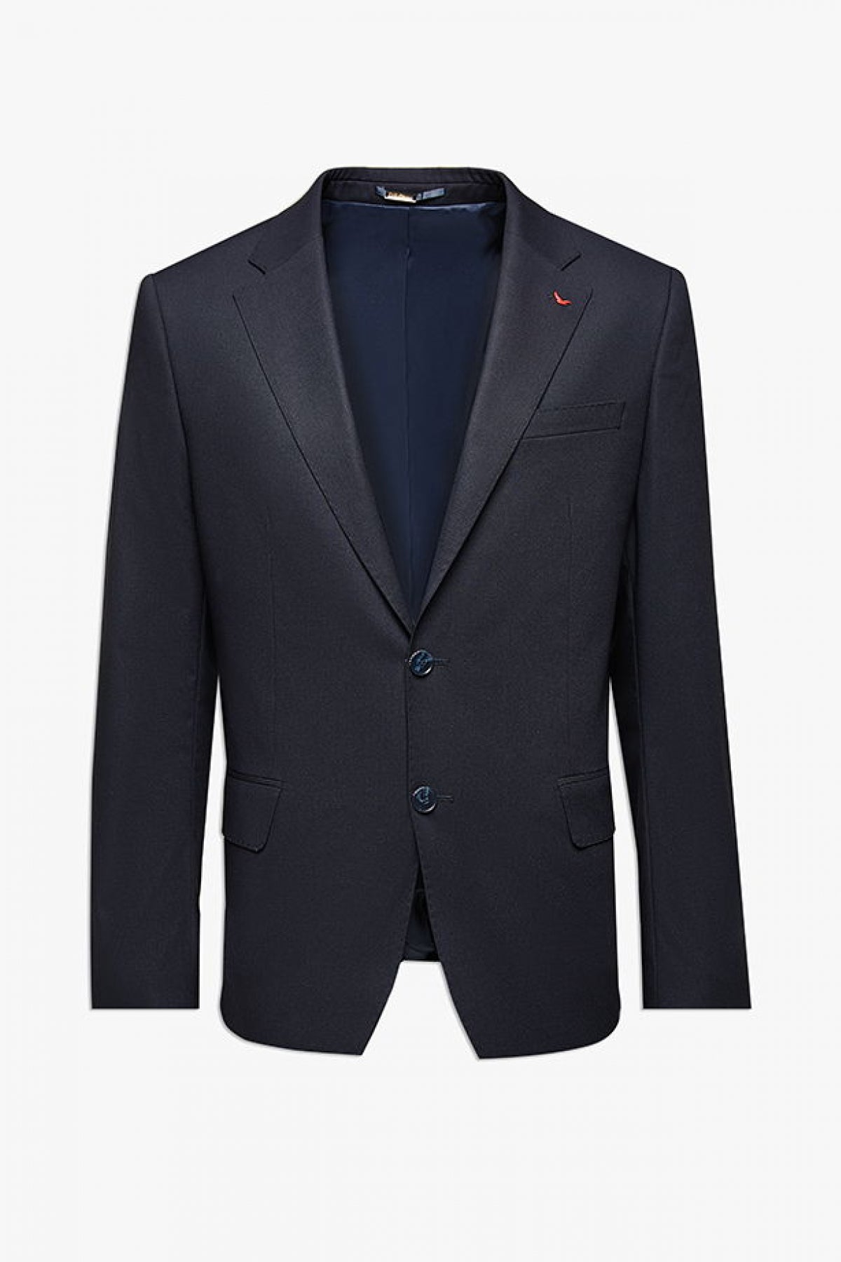 Ds Damat Slim Fit Plain Mono Collar Double Vent Lined Suit  - Navy Blue
