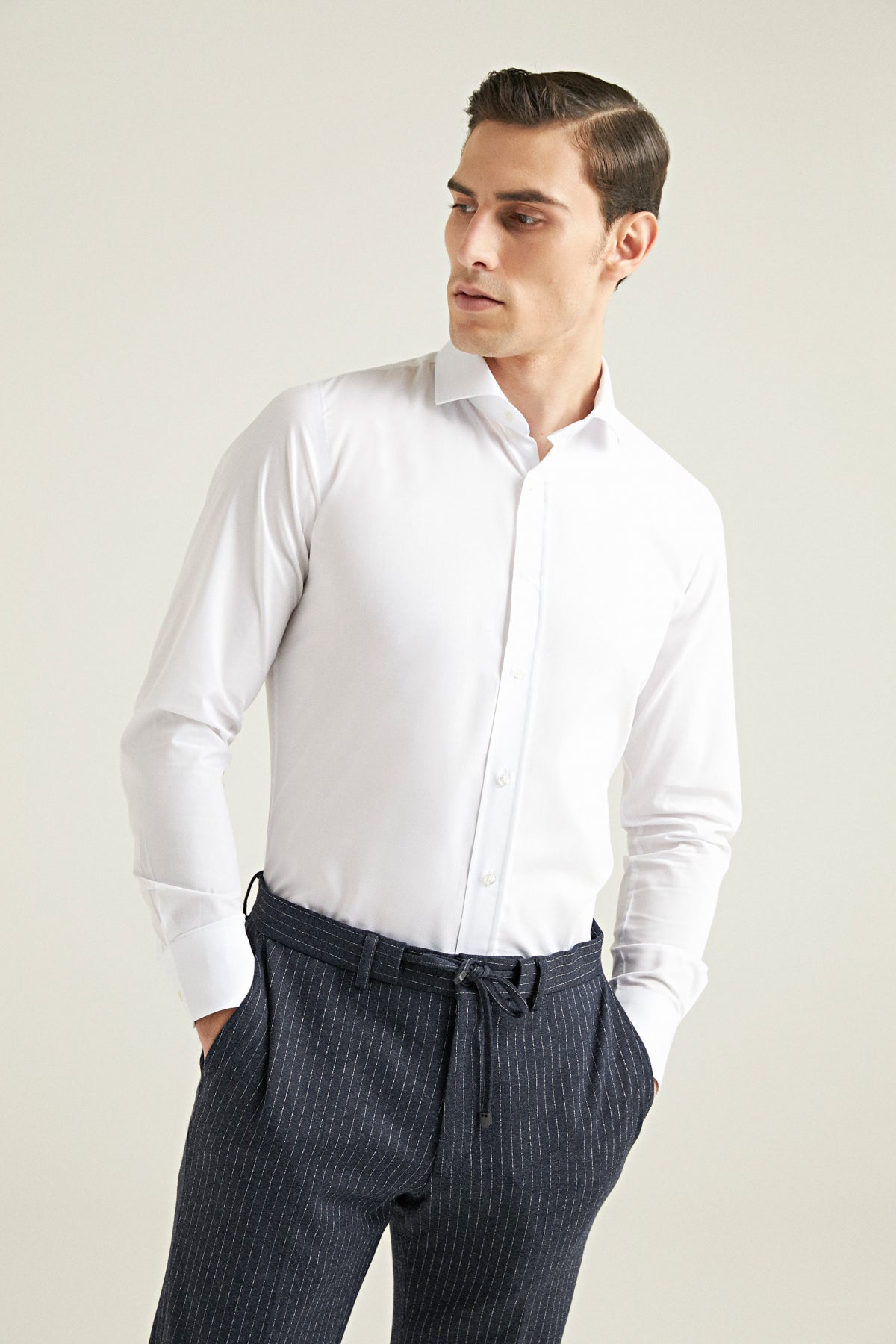 Ds Damat Slim Fit Plain Nano Care Shirt  - White