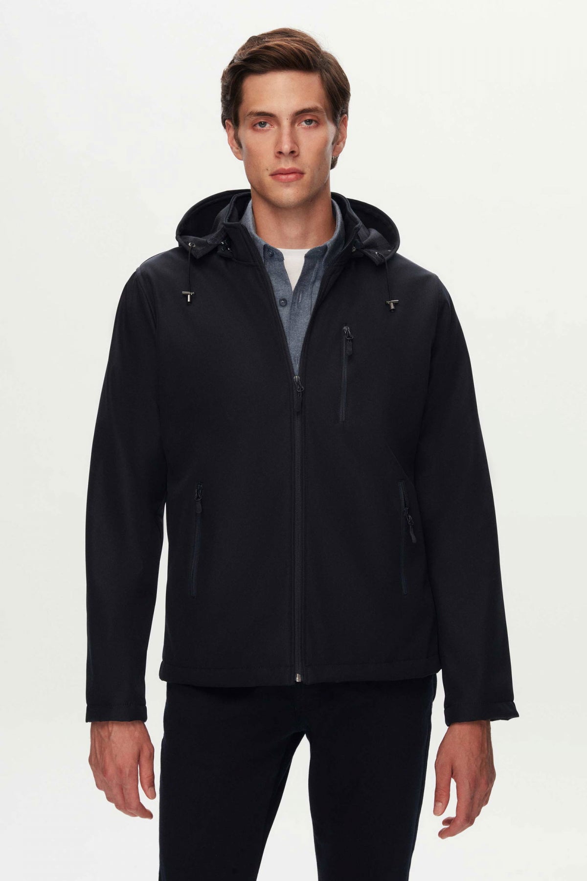 Ds Damat Slim Fit Removable Hood Polar-Lined Scuba Jacket  - Navy Blue