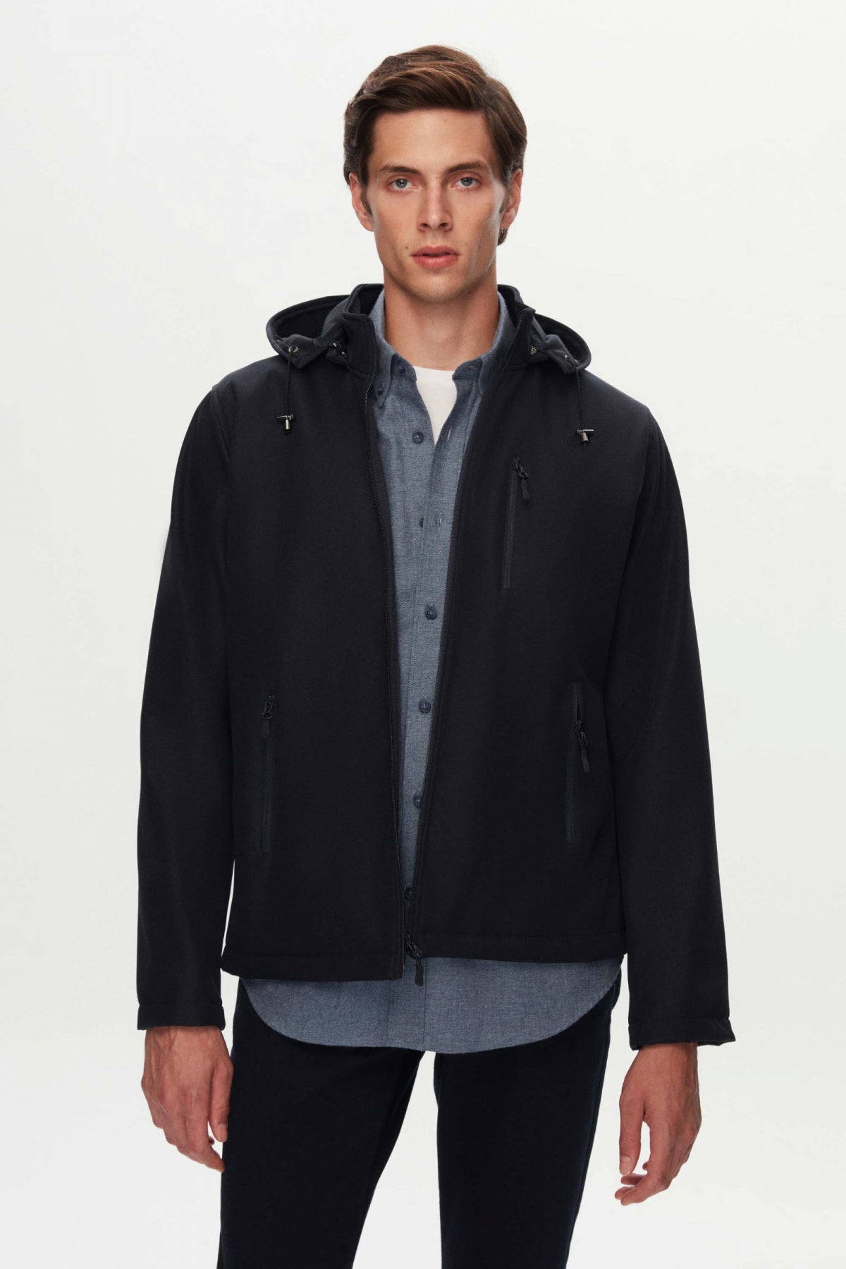 Ds Damat Slim Fit Removable Hood Polar-Lined Scuba Jacket  - Navy Blue