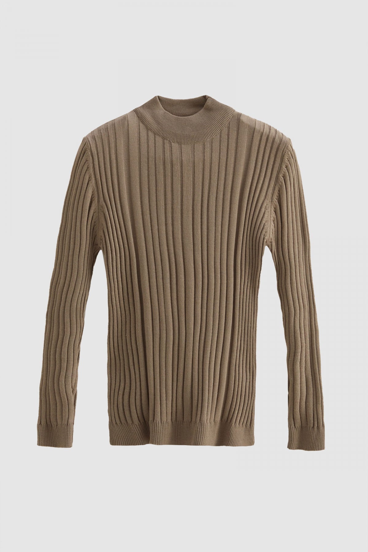 Ds Damat Slim Fit Ribbed Cotton Blend Half-Turtleneck Slim Fit Sweater  - Beige