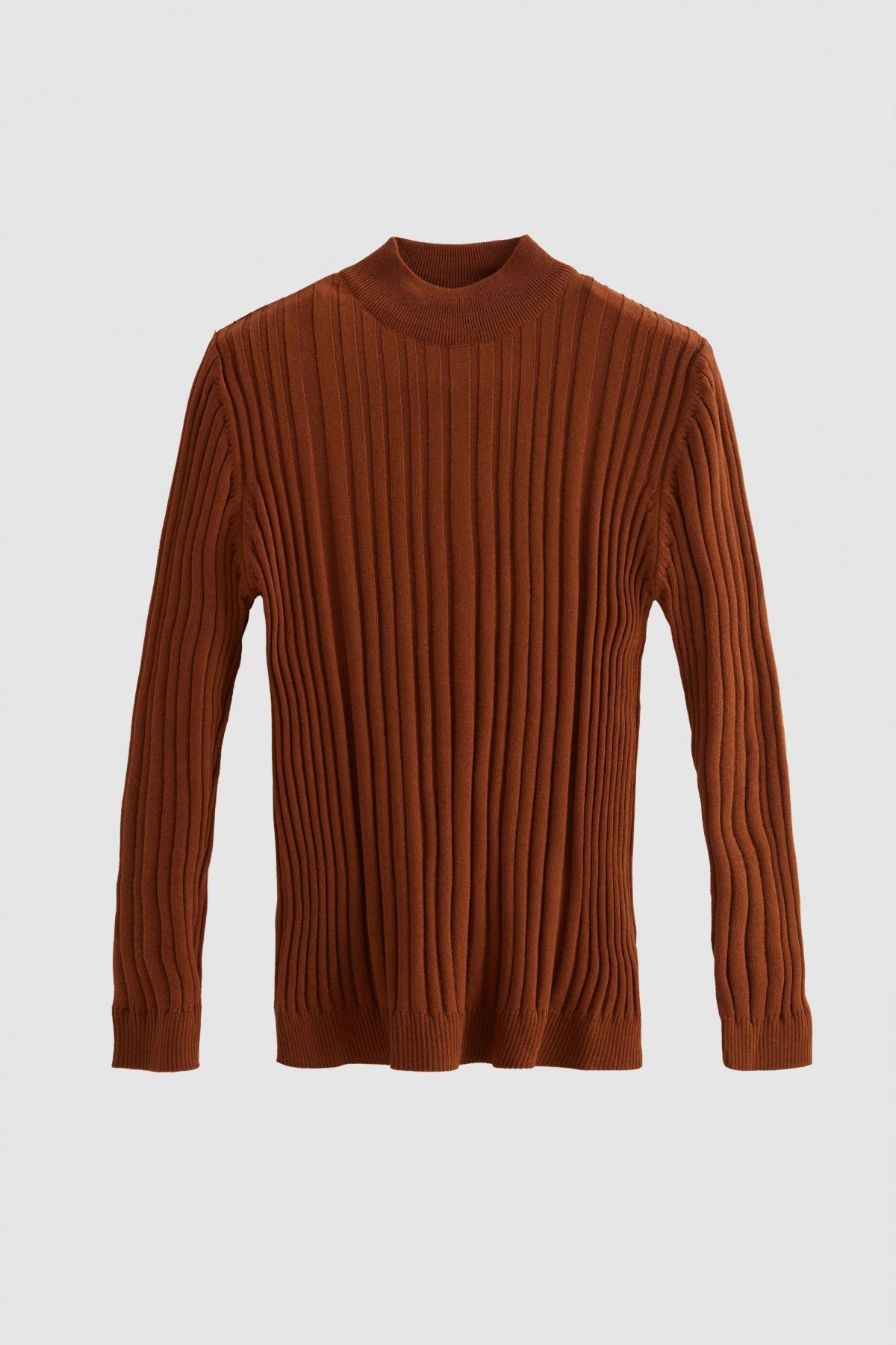 Ds Damat Slim Fit Ribbed Cotton Blend Half-Turtleneck Slim Fit Sweater  - Cinnamon