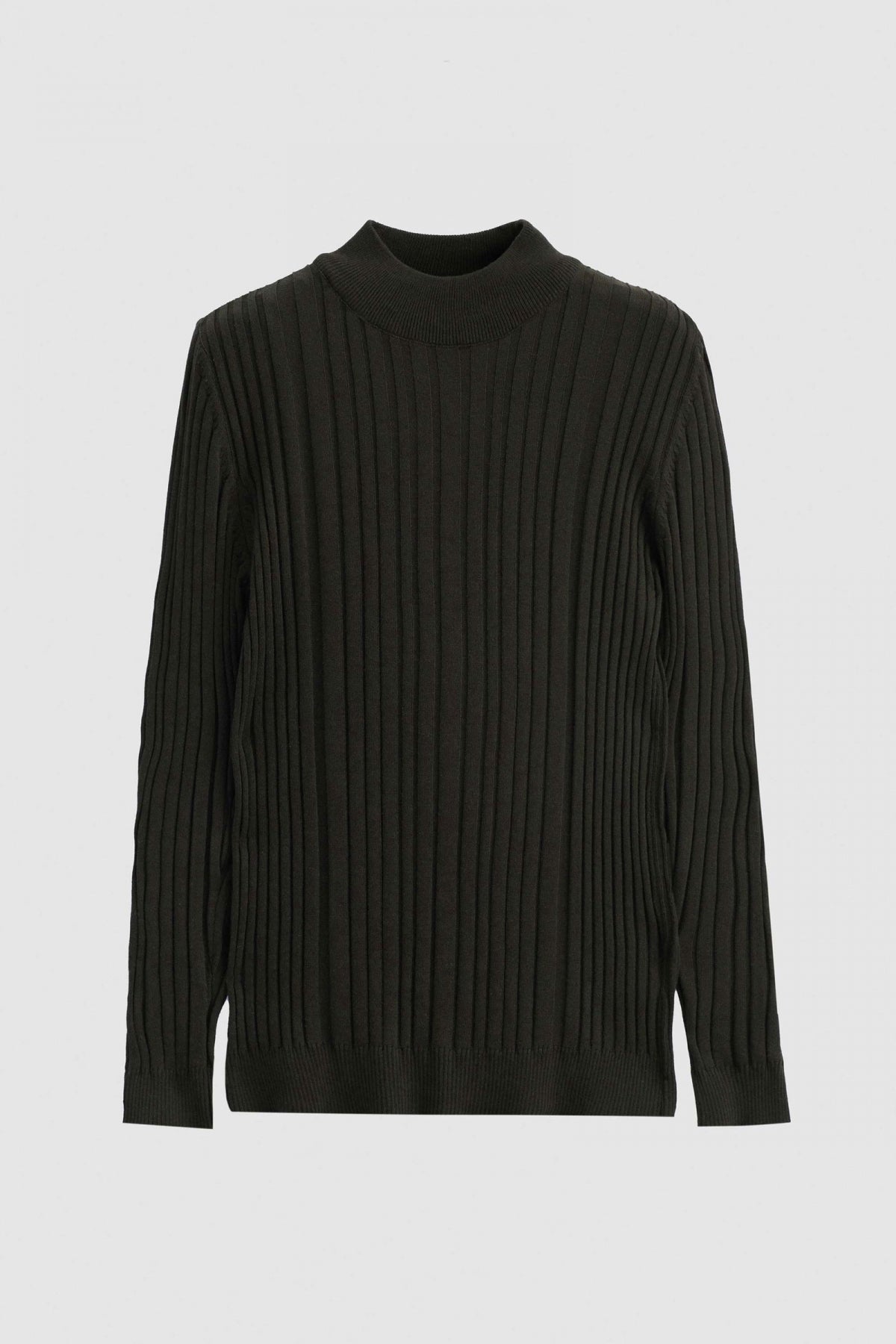 Ds Damat Slim Fit Ribbed Cotton Blend Half-Turtleneck Slim Fit Sweater  - Khaki